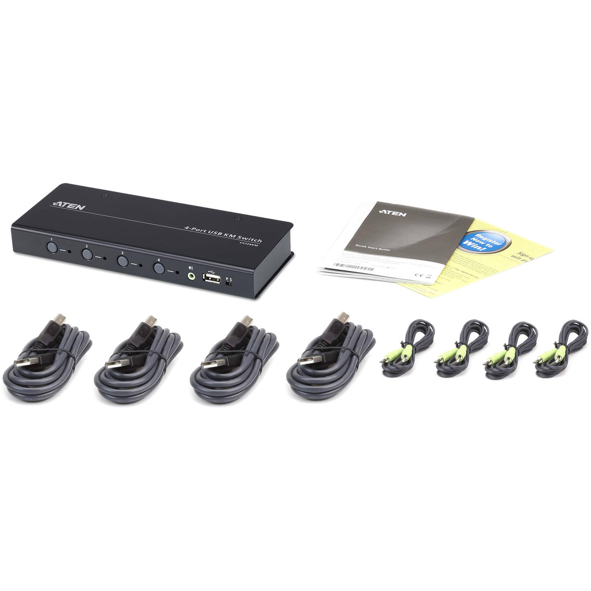 ATEN CS724KM 4-port USB Boundless KM switch with included cables for multi-computer control — view 5
