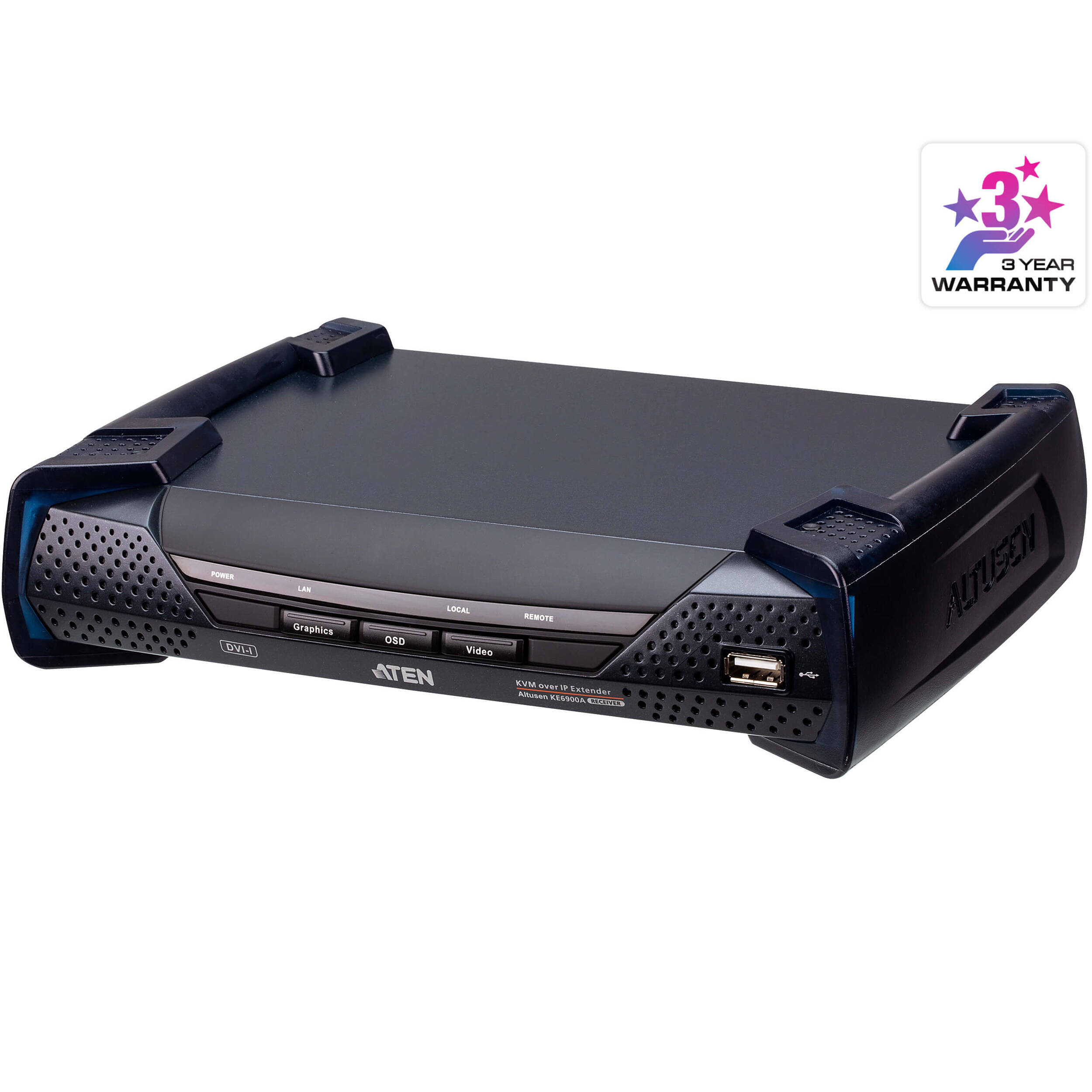 ATEN KE6900AR USB single-link DVI-I KVM over IP transmitter with audio and serial — view 2