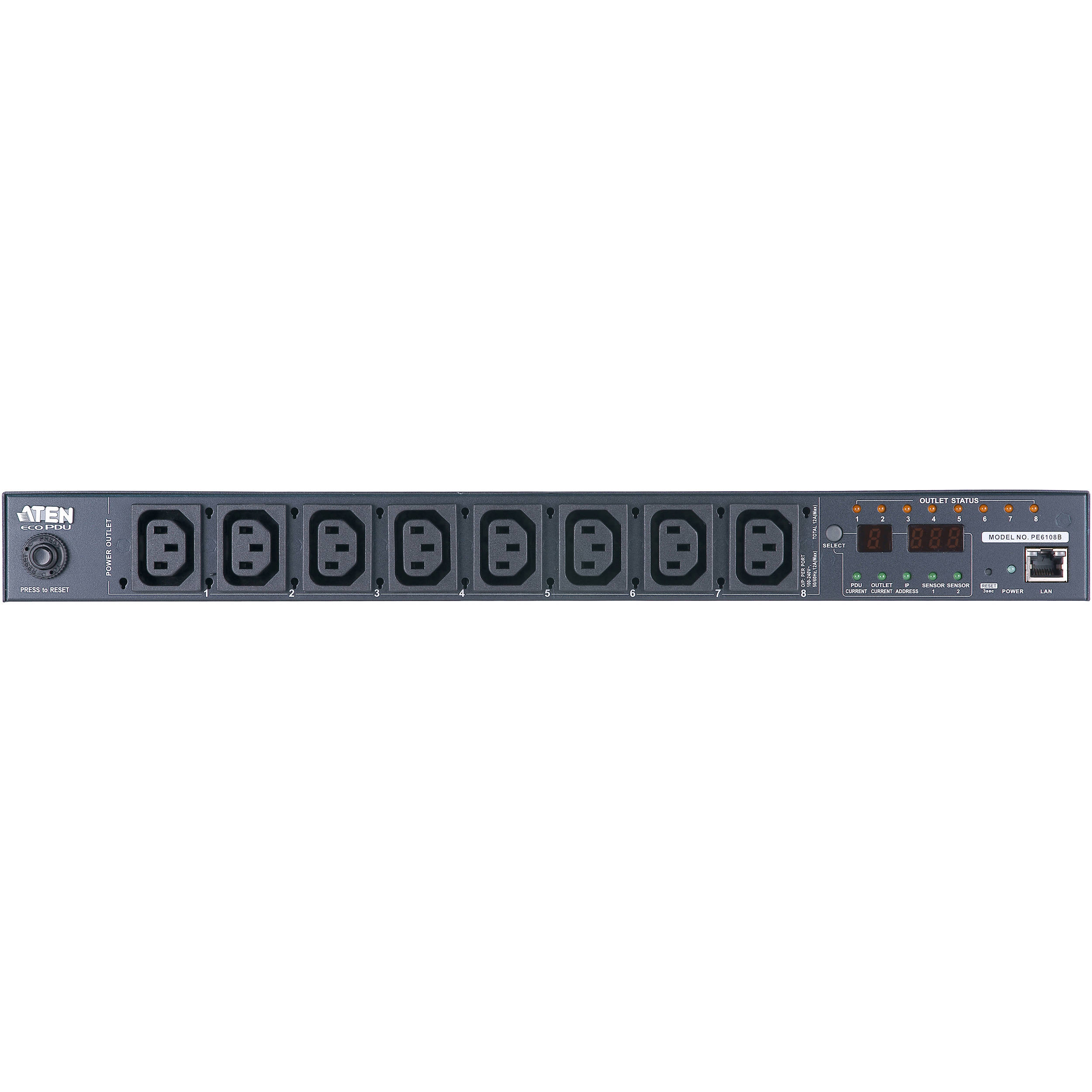 PE6108B - POWER DISTRIBUTION UNIT - 1U - 100-240 VAC - 100WATT - 8 X IEC320 C13 — view 2