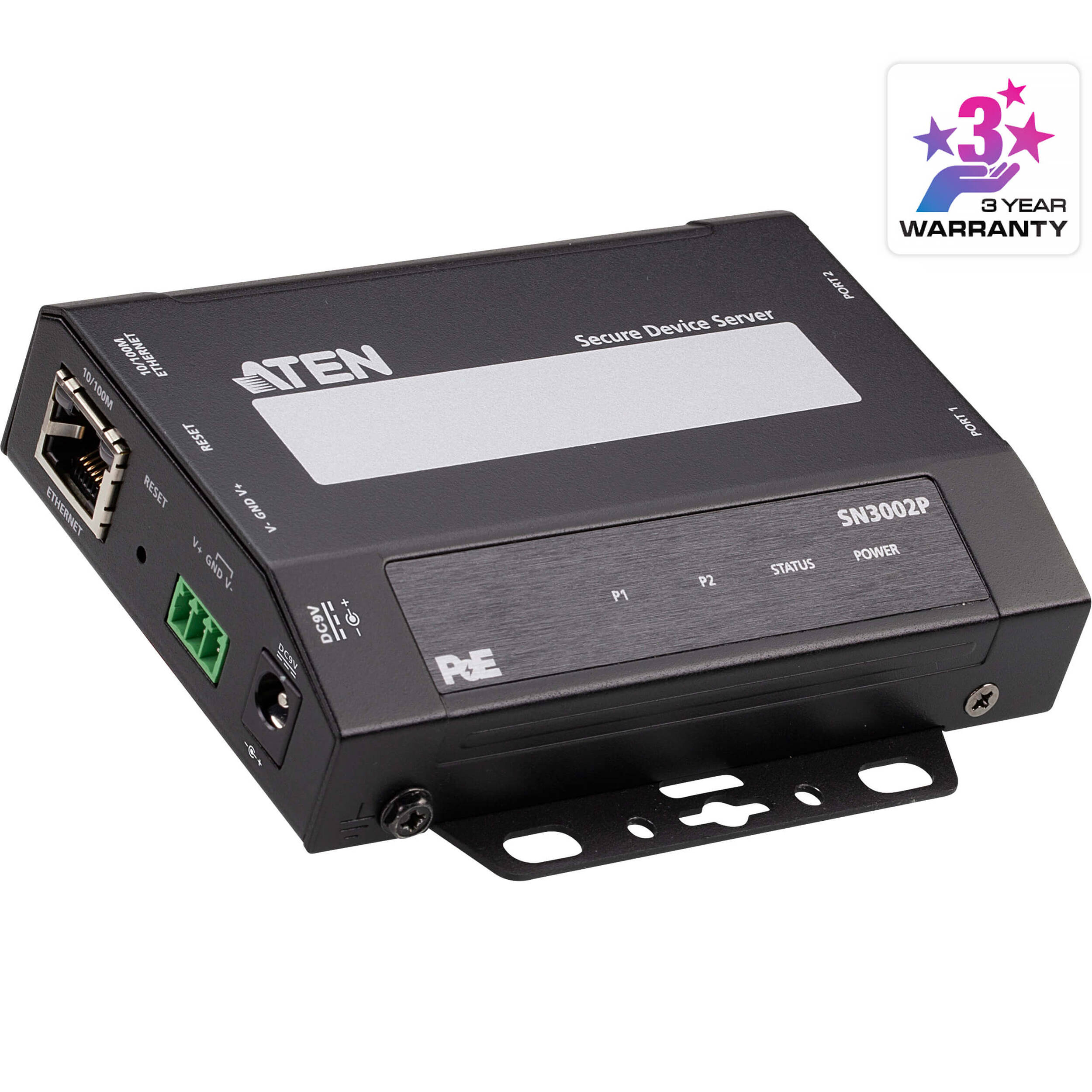 ATEN SN3002P 2-port RS-232 serial console server with PoE for remote out-of-band management — view 7