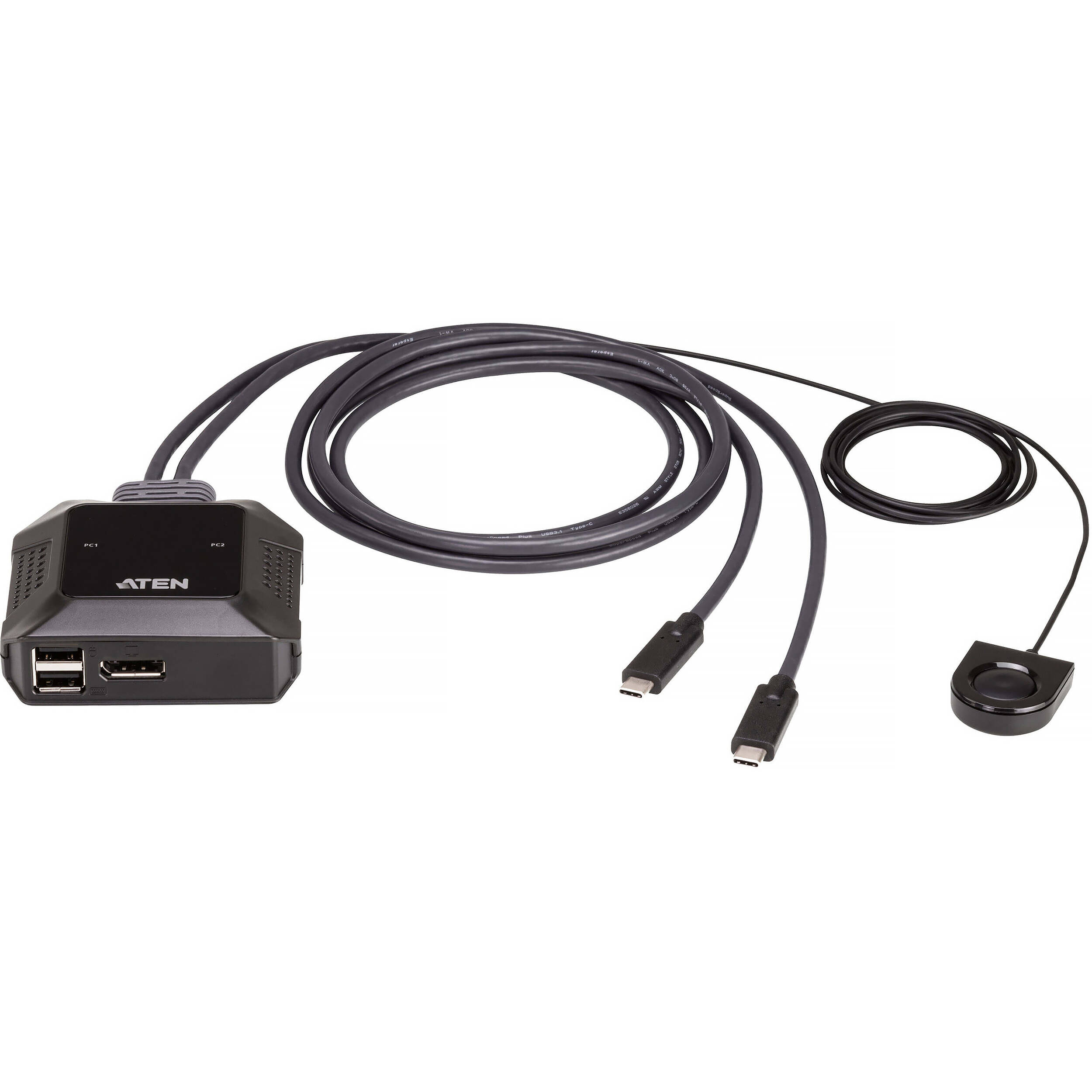 2-Port USB-C 4k Displayport Cable Switch with Remote Port Selector