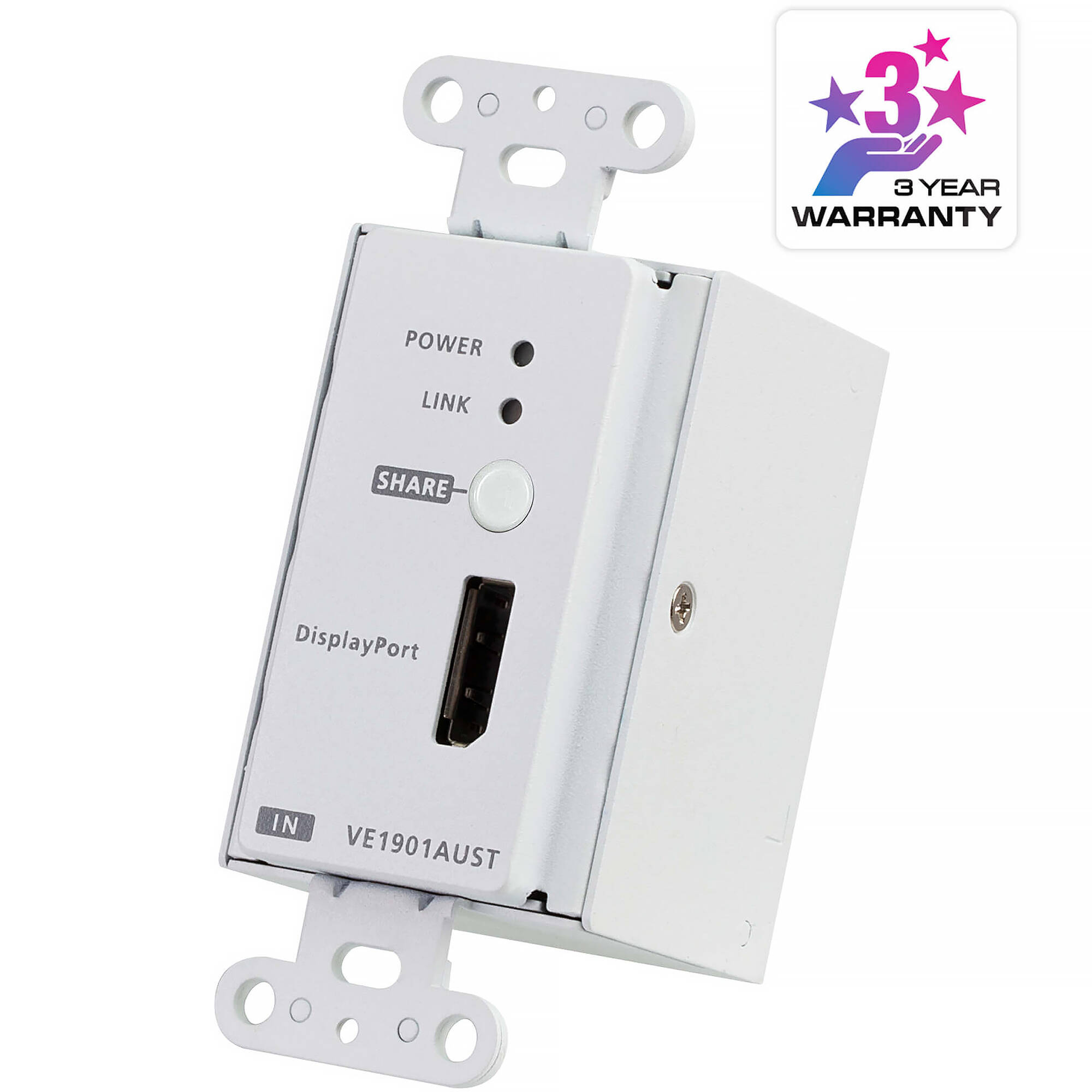 ATEN VE1901AUST DisplayPort HDBaseT Lite transmitter with PoE and US wall plate — view 7