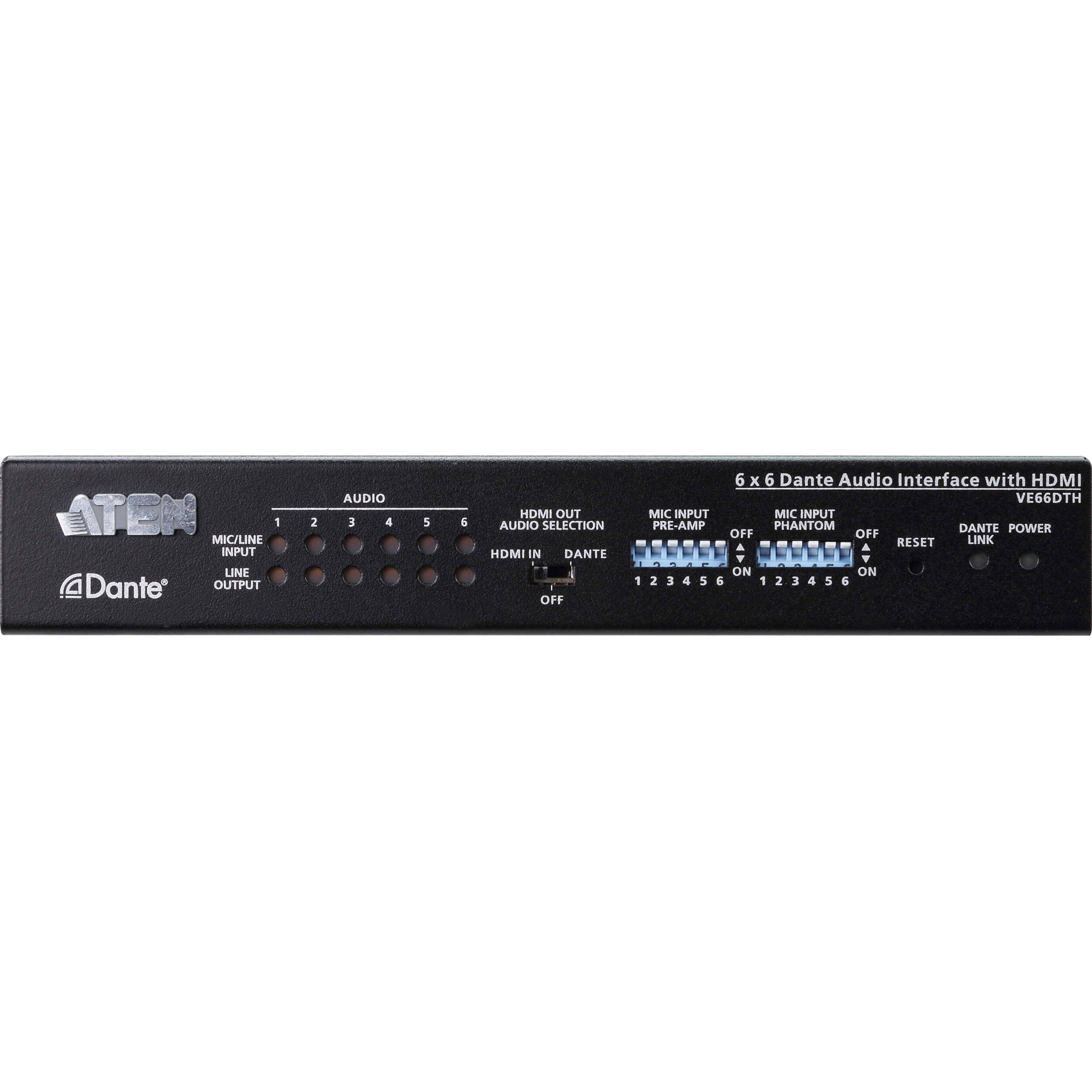 ATEN VE66DTH 6 x 6 Dante audio interface with HDMI for AV routing — view 2