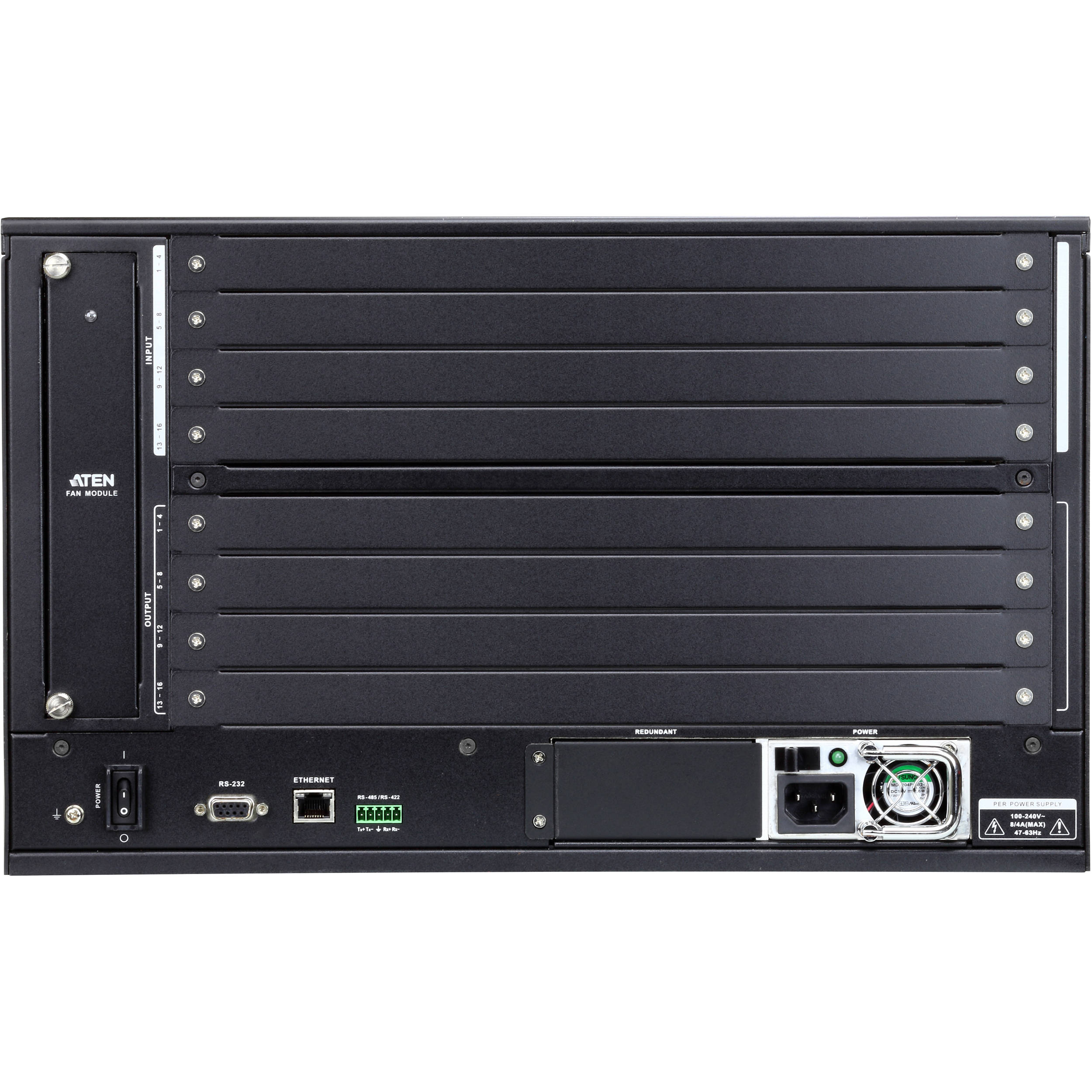 ATEN VM1600A 16x16 modular digital matrix chassis for rack-mounted AV routing — view 2