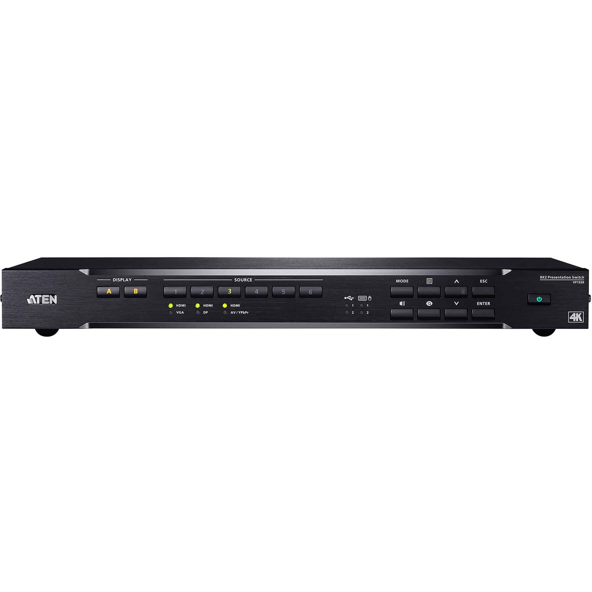 ATEN VP1920 9 x 2 4K presentation matrix switch for routing multiple sources to two displays — view 2