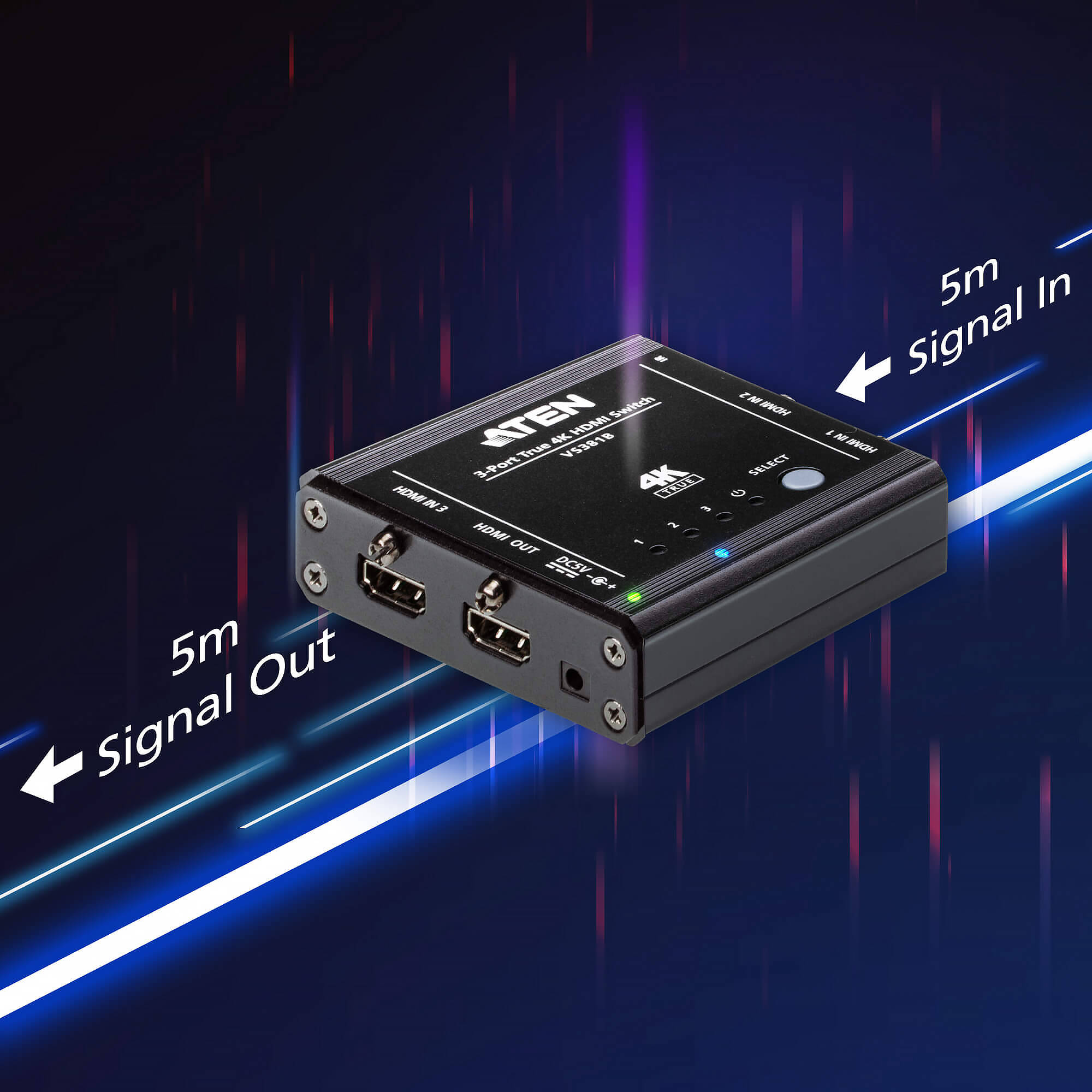 ATEN VS381B 3 port true 4K HDMI switch for shared display source selection — view 4