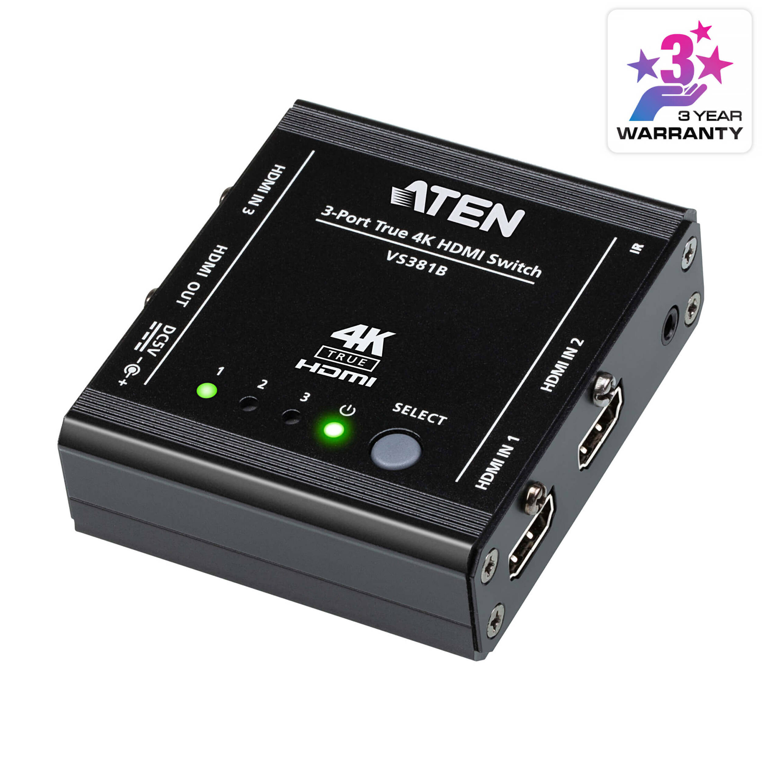 ATEN VS381B 3 port true 4K HDMI switch for shared display source selection — view 9