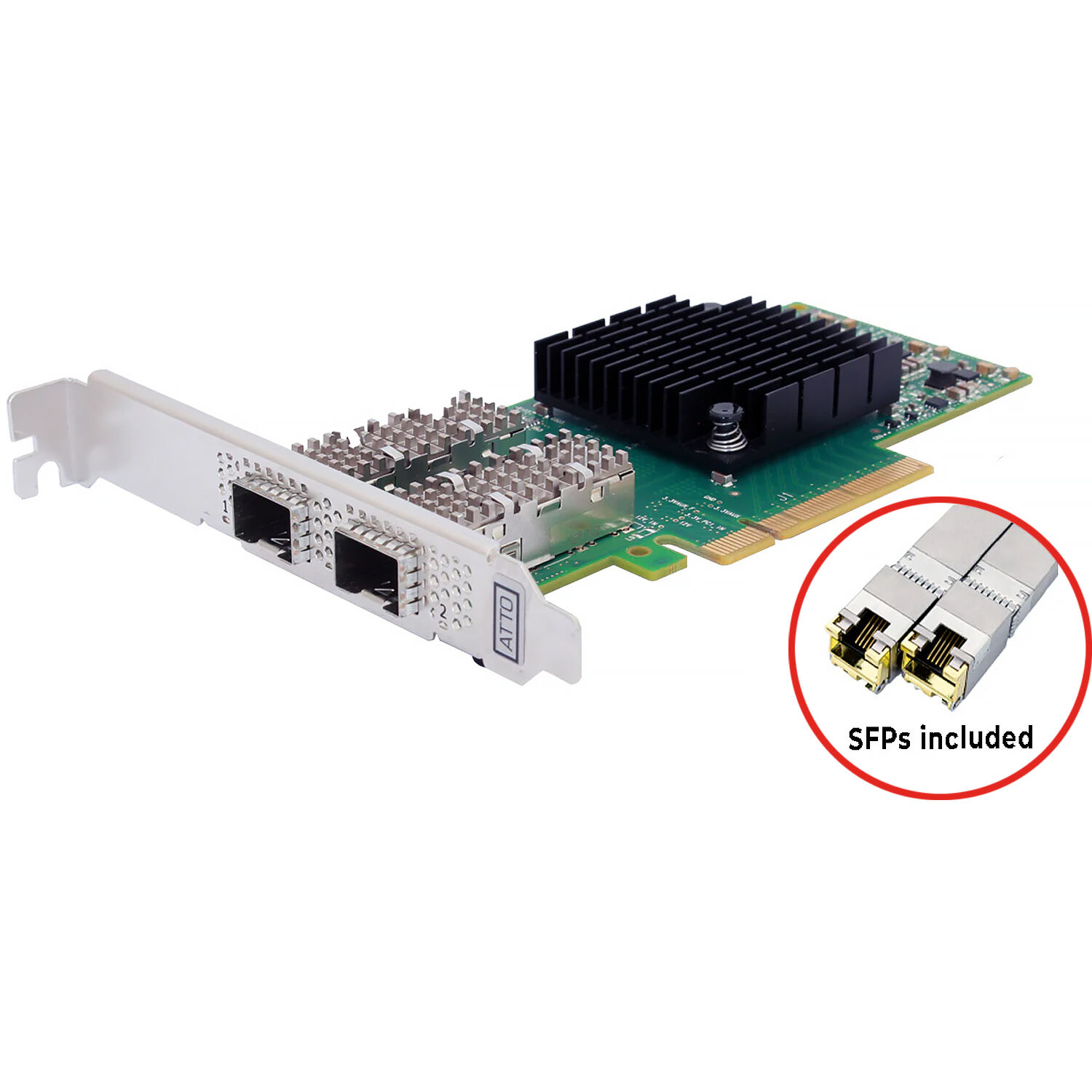 ATTO dual channel 10GbE low-profile PCIe 3.0 RJ45 network adapter — view 2
