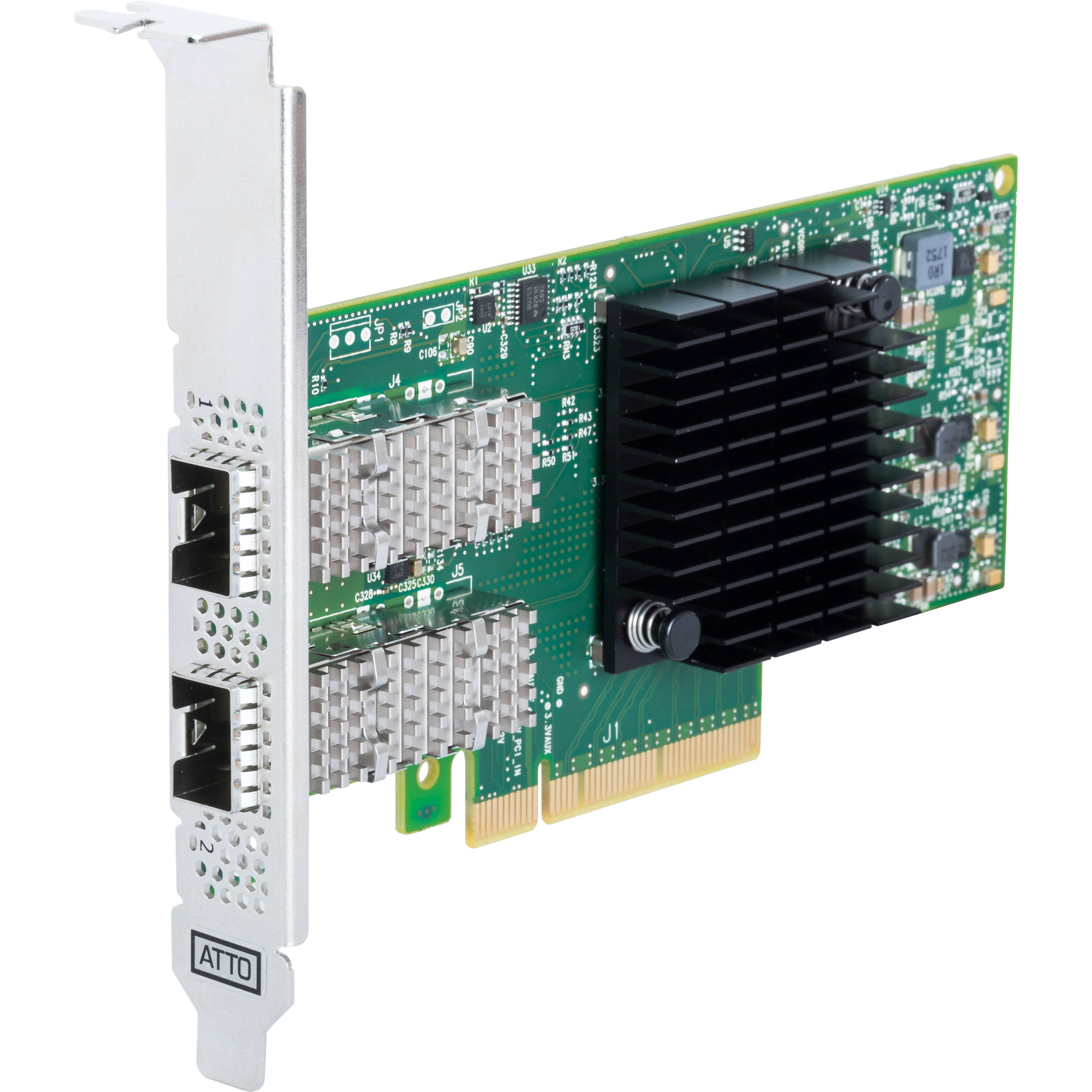 ATTO dual channel 25 GbE PCIe 3.0 low-profile SFP28 network adapter — view 2