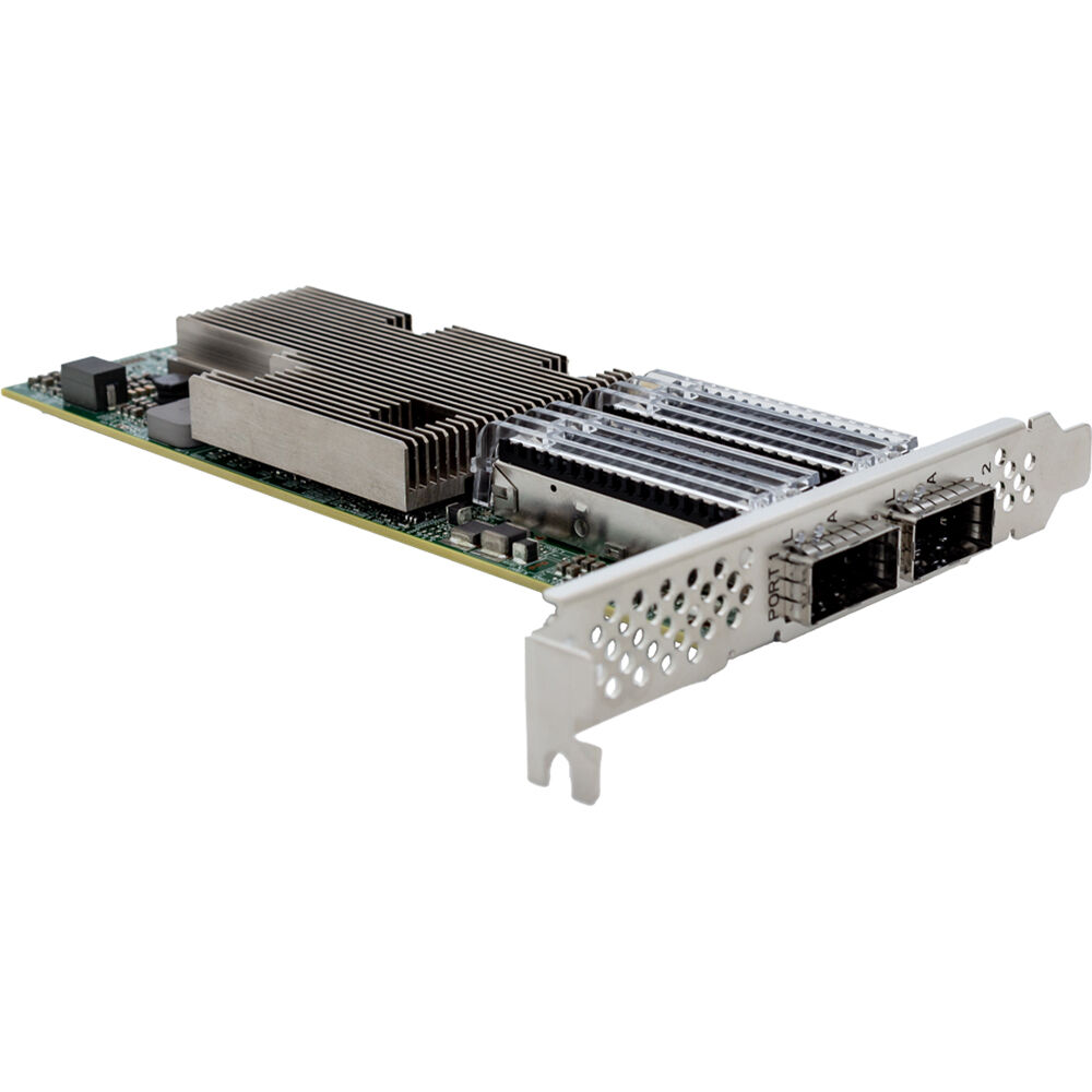 ATTO dual-channel 100 GbE low-profile PCIe 4.0 x16 fiber adapter with QSFP28 support — view 2