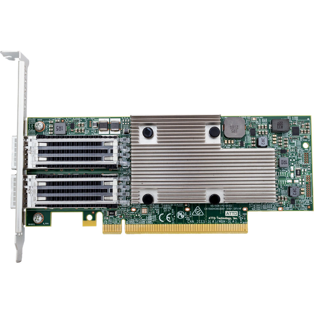ATTO dual-channel 100 GbE low-profile PCIe 4.0 x16 fiber adapter with QSFP28 support — view 3