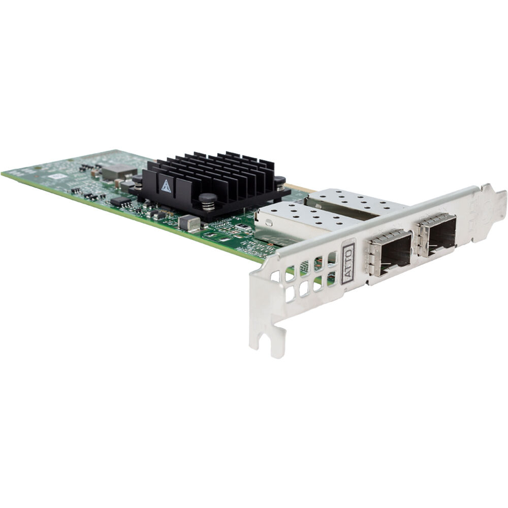 ATTO dual-channel 25 GbE PCIe 3 low-profile fiber adapter with SFP28 module support — view 2