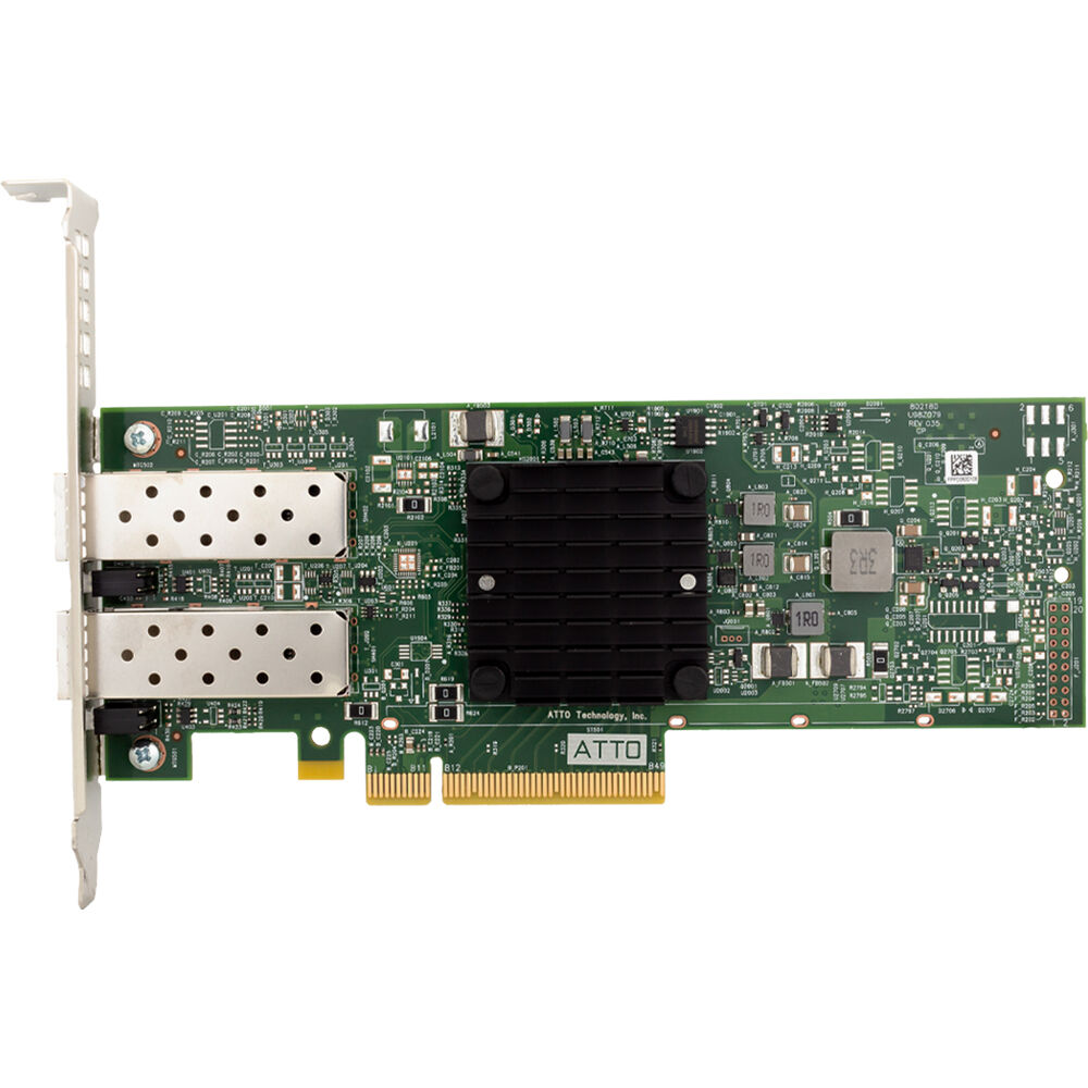ATTO dual-channel 25 GbE PCIe 3 low-profile fiber adapter with SFP28 module support — view 3