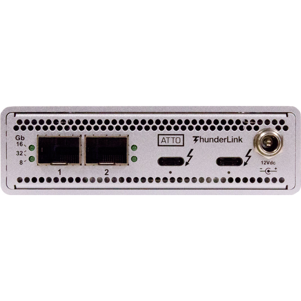 ATTO TLFC-3322-D00 dual Thunderbolt 3/4 to dual 32 Gb Fibre Channel adapter with LC SFP+ support — view 2