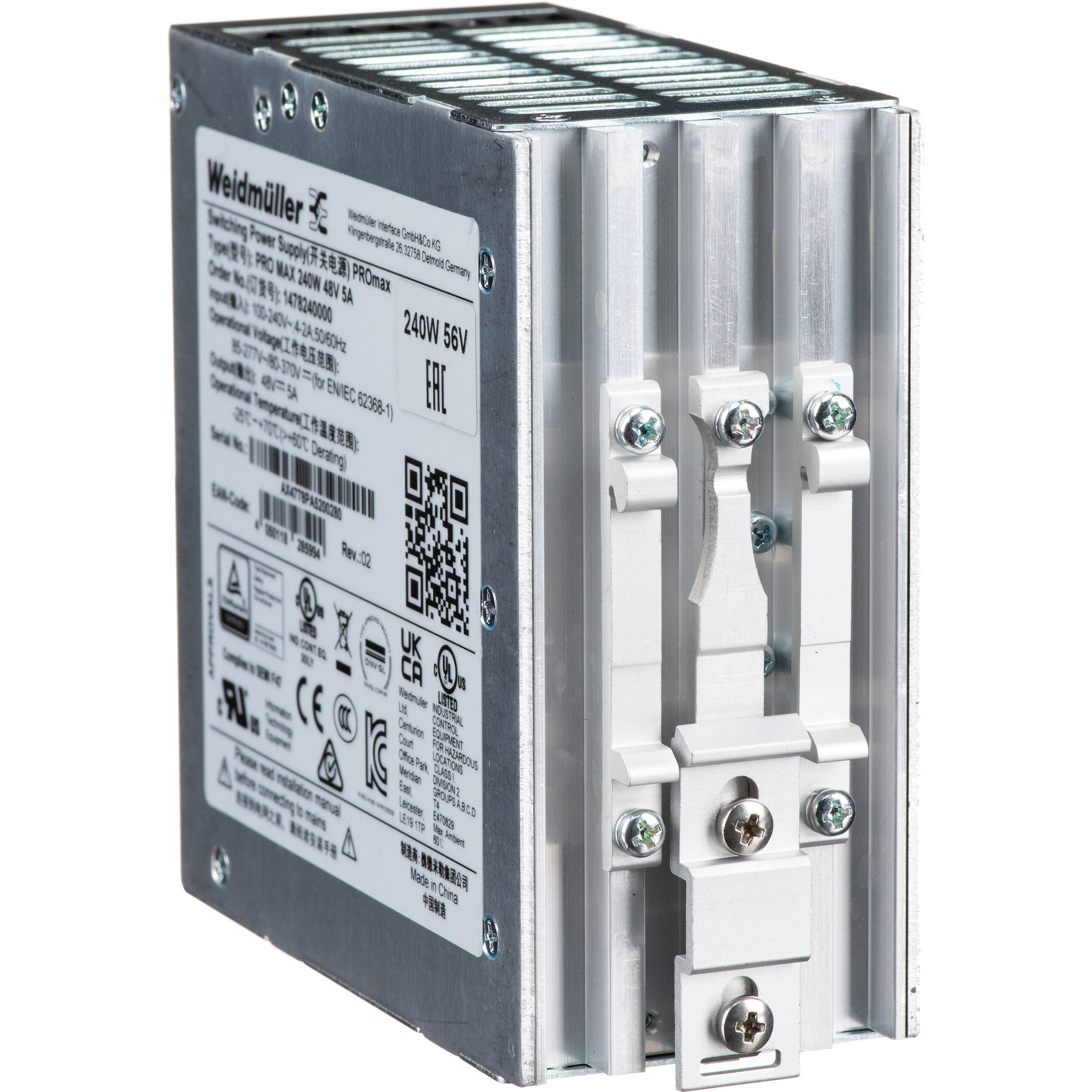 Axis Communications PS56 240 W DIN rail power supply for cabinet installations — view 4
