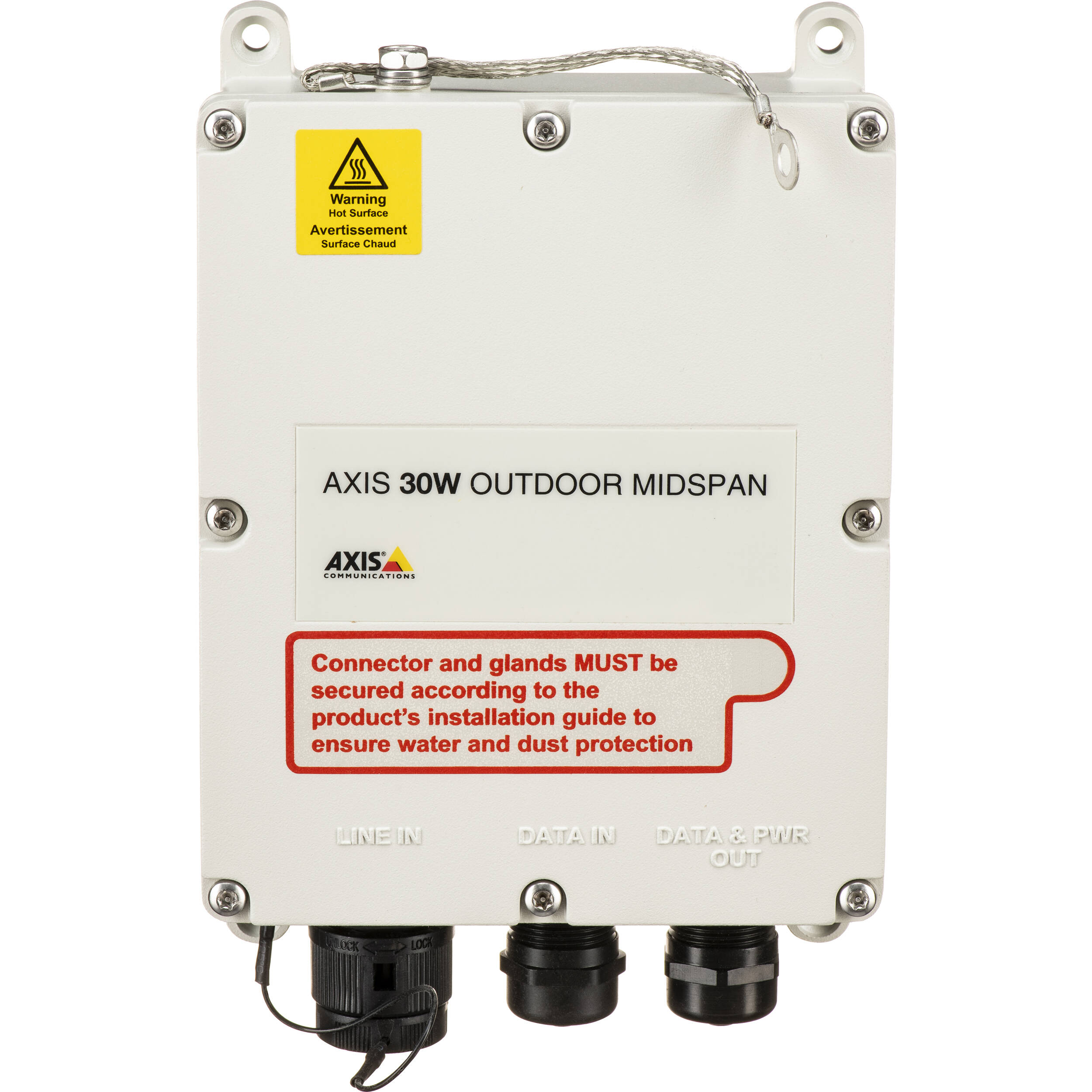 Axis 30W OUTDR MIDSPAN inline PoE midspan for outdoor network devices — view 2