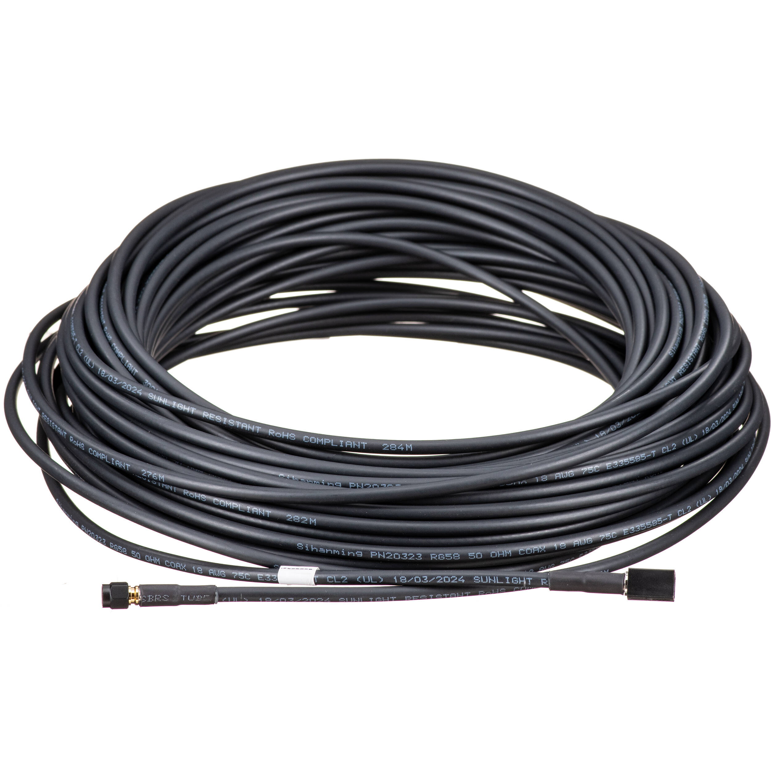 AXIS TU6004 CL2 Cable Black 30m is a 30m cable used for the F-series. It   has rugged connectors. A FAKRA connector on one side (connecting to the  F91 main units) and a SMA connector on the other side (connecting to the F21, F72 and F4105-LRE sensors). AXIS TU6004 CL2 Cable Black 30m  is  outdoor rated complying with IP66 and IP6K9K. It has a 40mm bending  radius. AXIS TU6004 CL2 Cable Black 30m can be shorten and re-crimped on  the FAKRA side only thanks to AXIS TU6003 Conn kit FAKRA, CL2 10P (sold  separately). — view 2