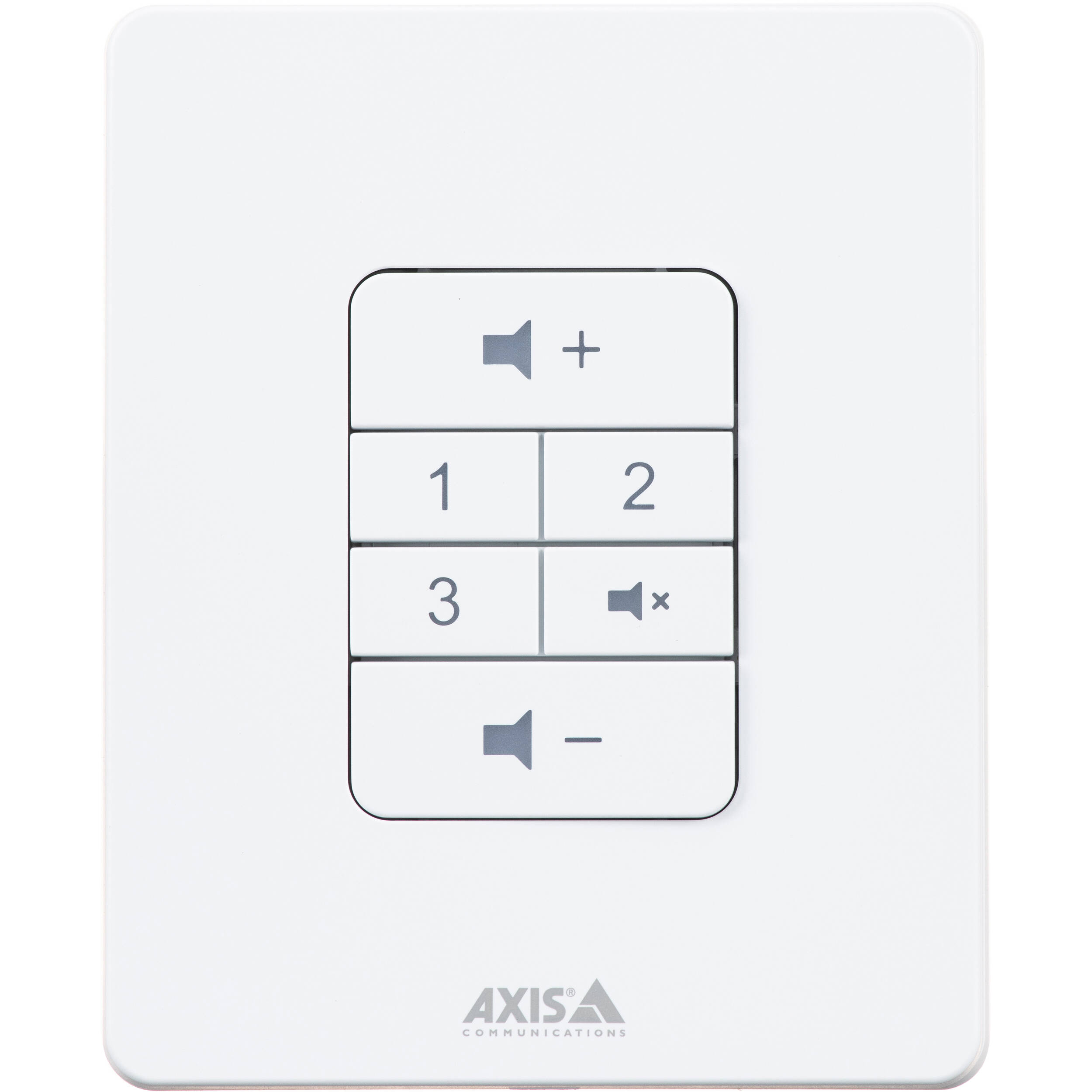 Axis C8310 control panel for adjusting zone music volume and selecting audio sources — view 2