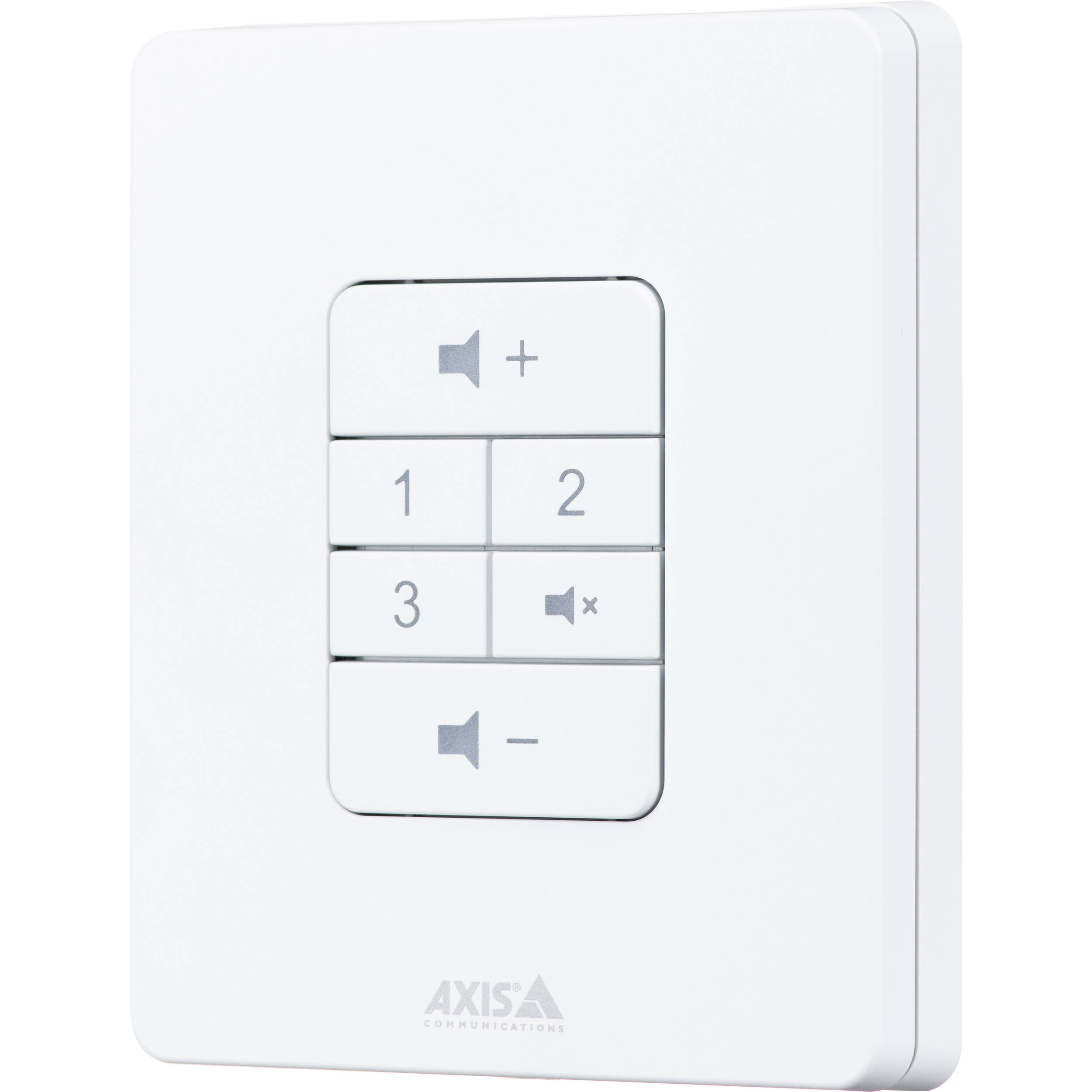 Axis C8310 control panel for adjusting zone music volume and selecting audio sources — view 3
