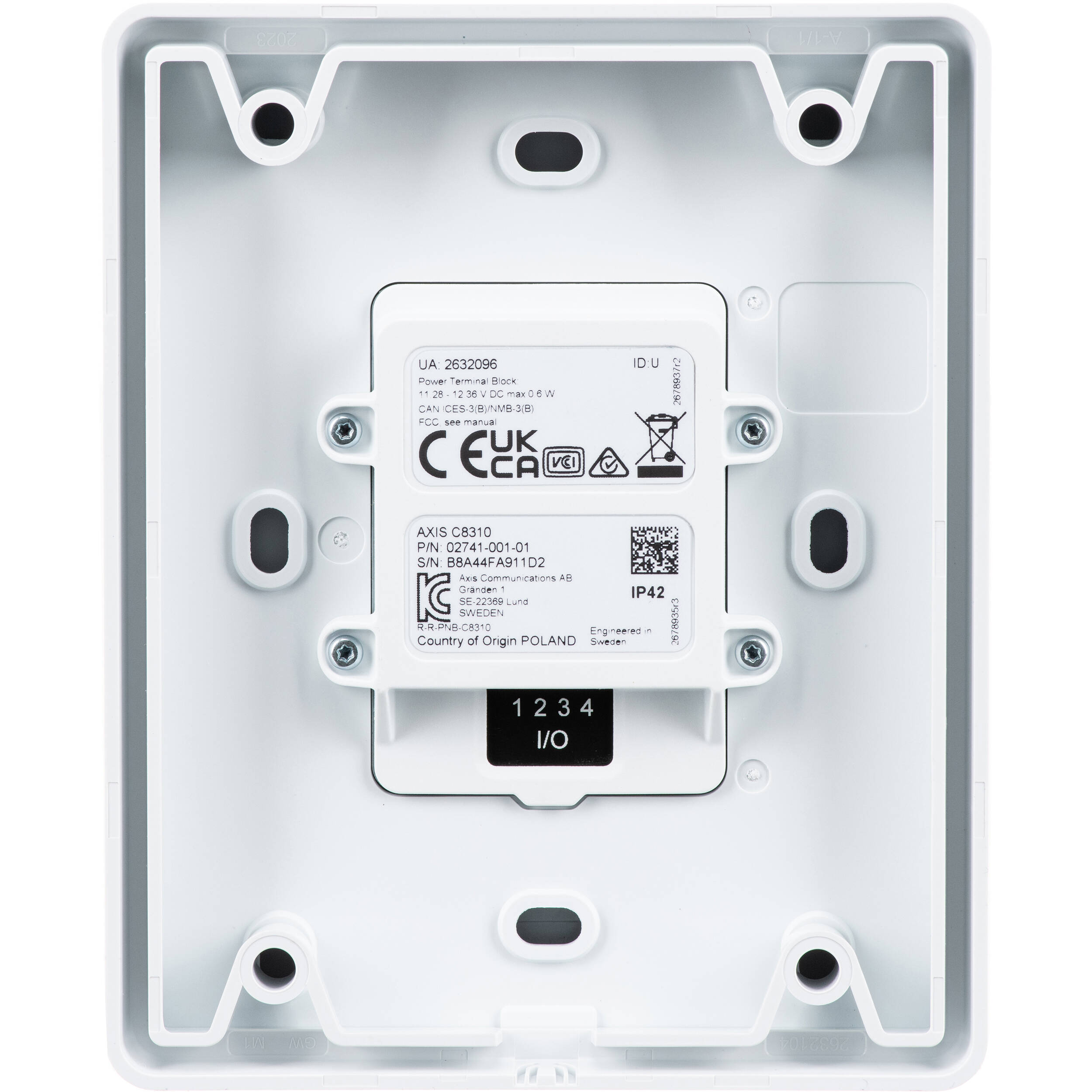 Axis C8310 control panel for adjusting zone music volume and selecting audio sources — view 4