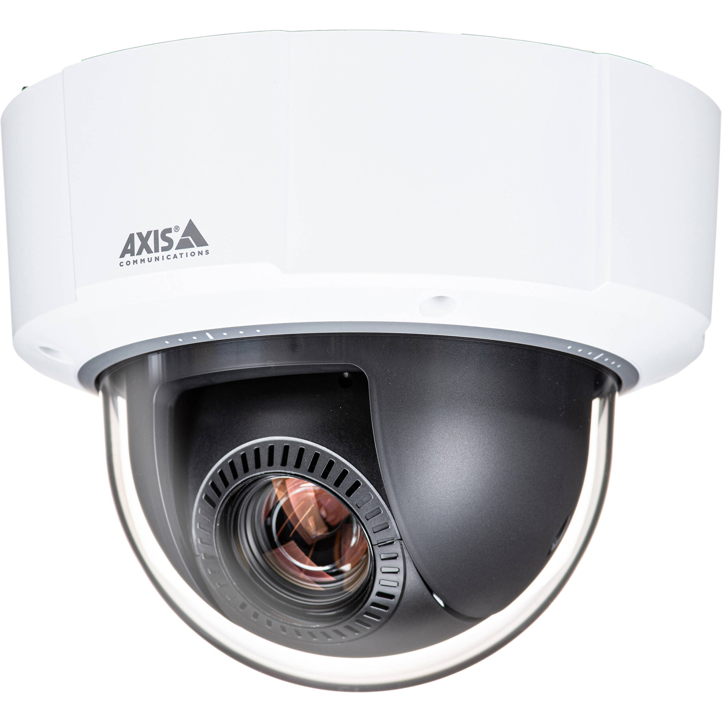 AXIS M5526-E 60 Hz - Discreet PTZ with 4MP resolution (2688x1512), 10x optical zoom, automatic day/night and autofocus. Continues 360 pan. WDR, Forensic Capture, IP66, PoE and 24V. 60fps in H.264, H.265 and Motion JPEG, Zipstream, Axis deep learning analytics, Scene profiles, two-way audio, 4 I/O. Surface mount or Axis PTZ standard mount. Midspan not included. — view 2