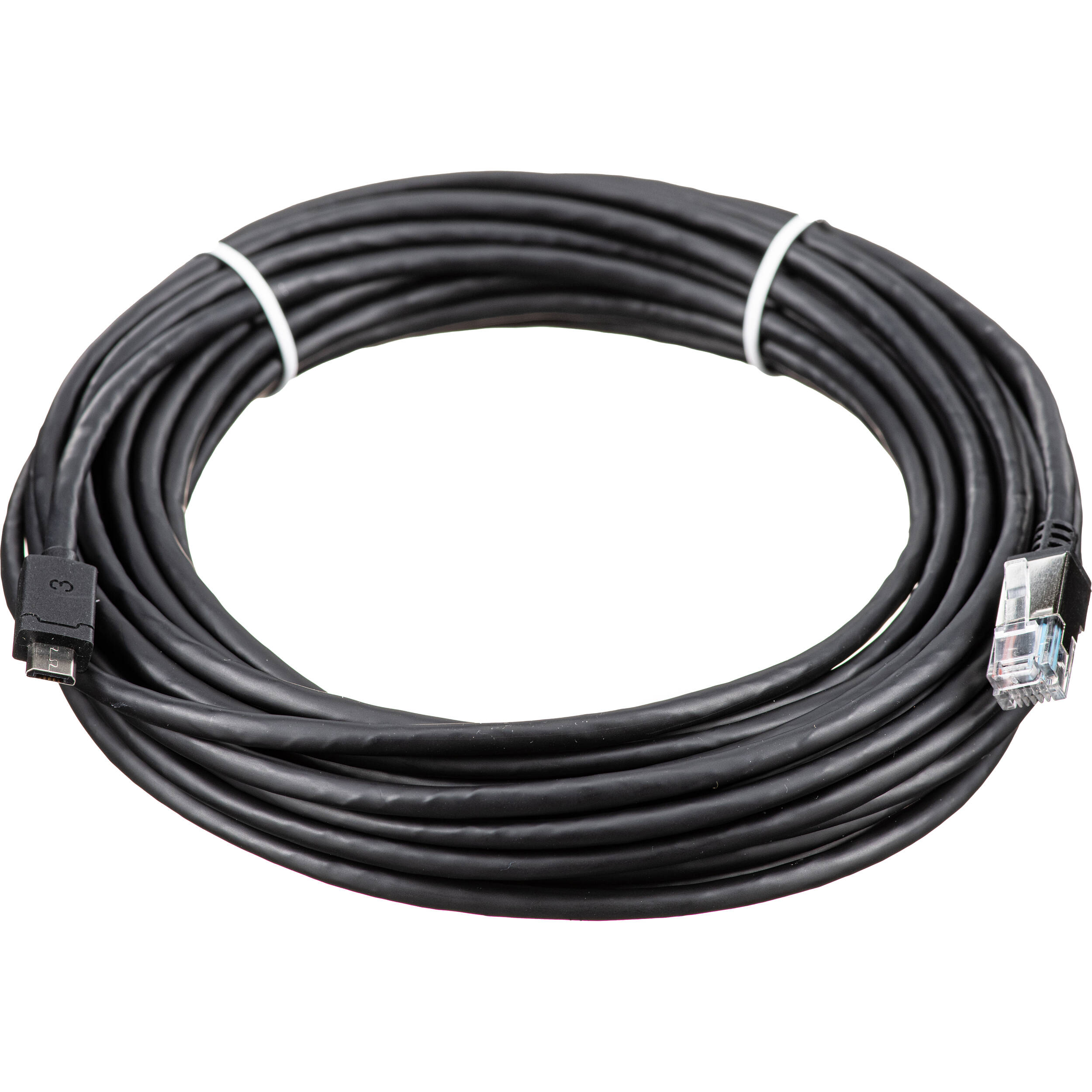 Axis F7308 is a spare part for the original cable that comes with compatible Axis F1004 and Axis P12 sensor units. Axis F7308 comes in packs of four, 8-m ,26 feet black cables with an RJ12 contact for connection to compatible sensor units. — view 2