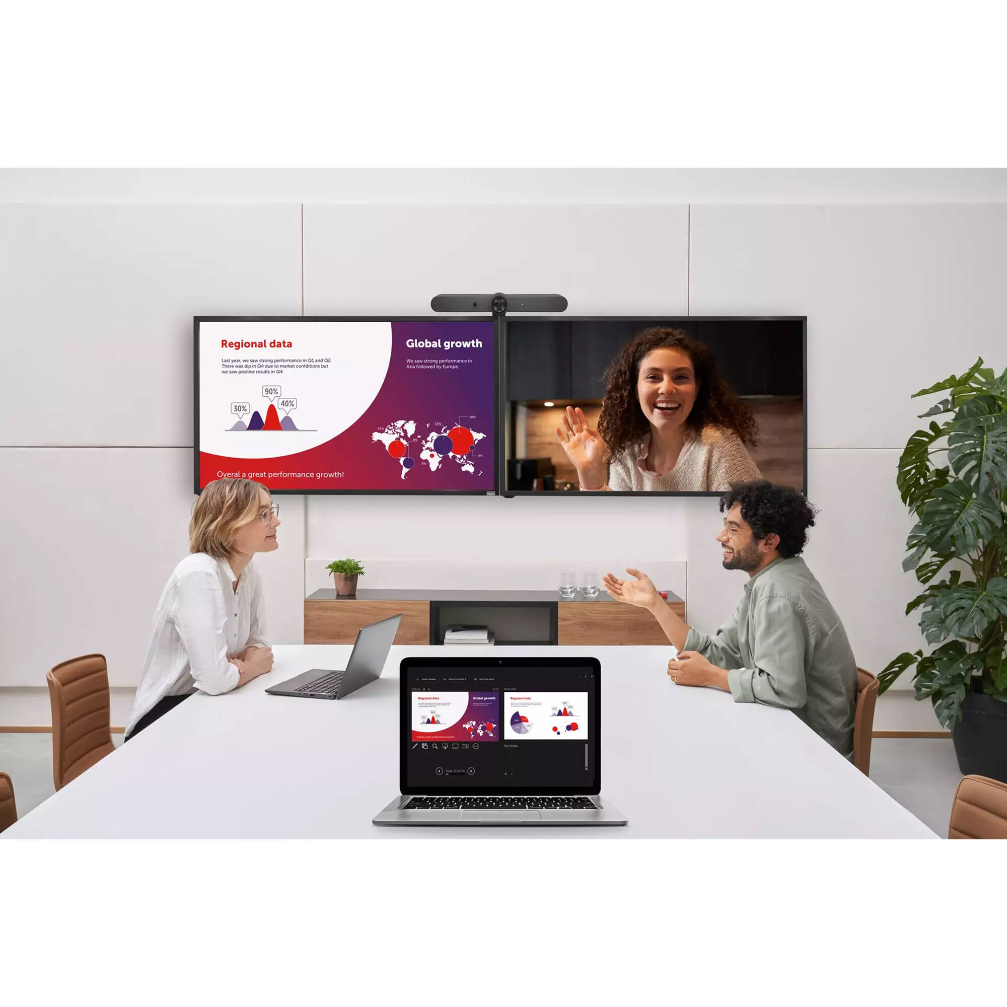 Barco ClickShare base with two buttons for dual-screen conference room sharing — view 5