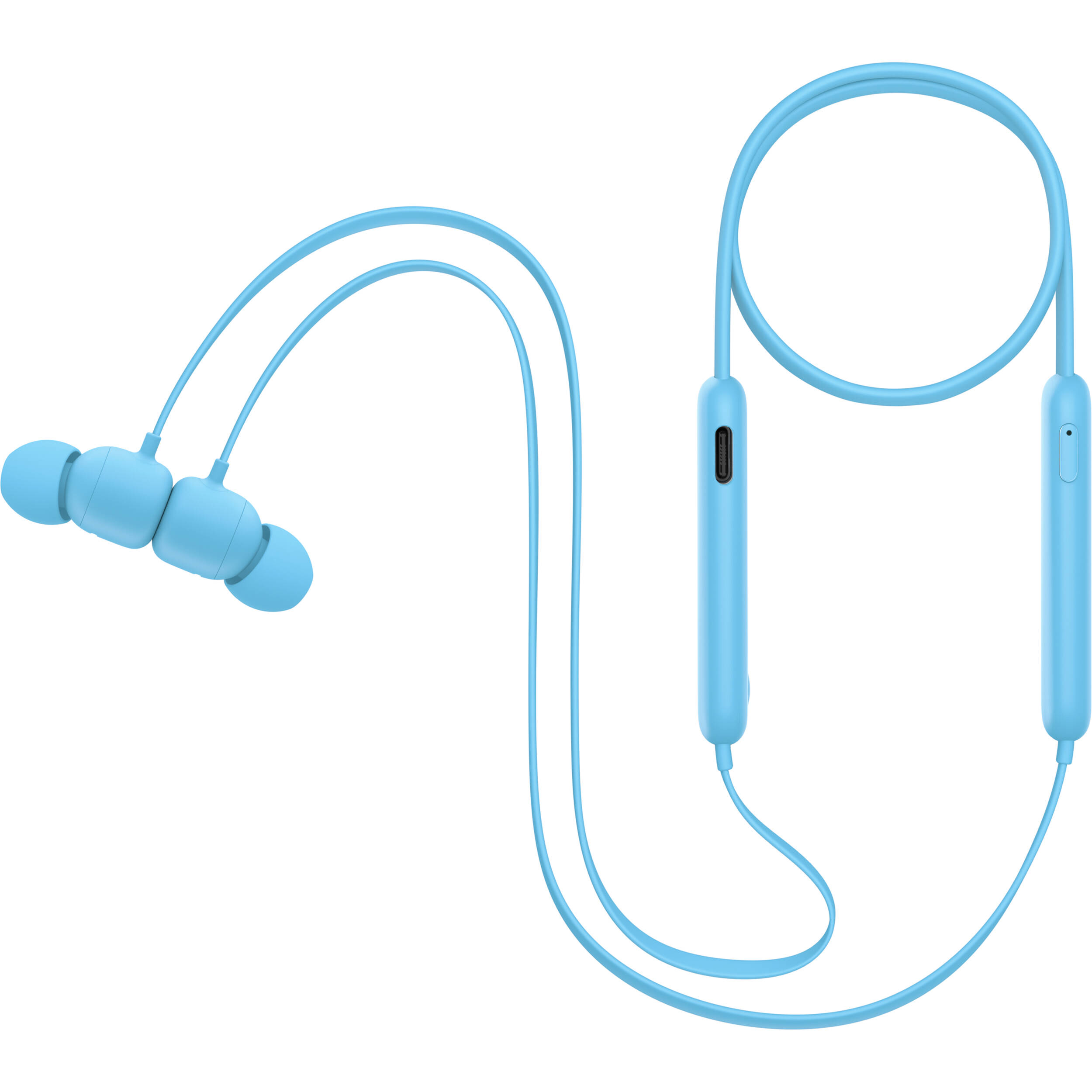 Beats Flex 1 wireless earphones in Flame Blue with neckband design — view 4