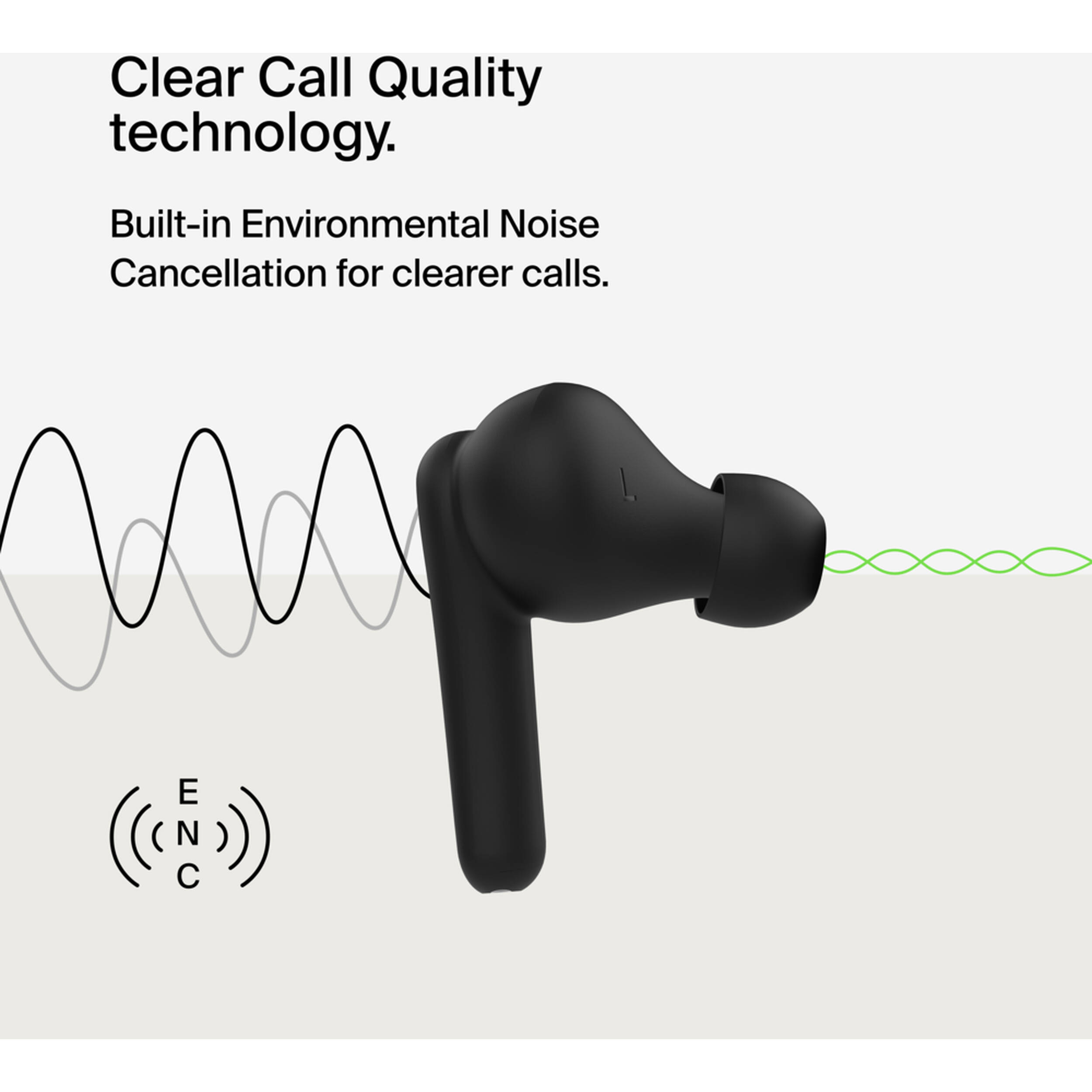 Belkin SoundForm Rhythm black true wireless stem earbuds — view 10