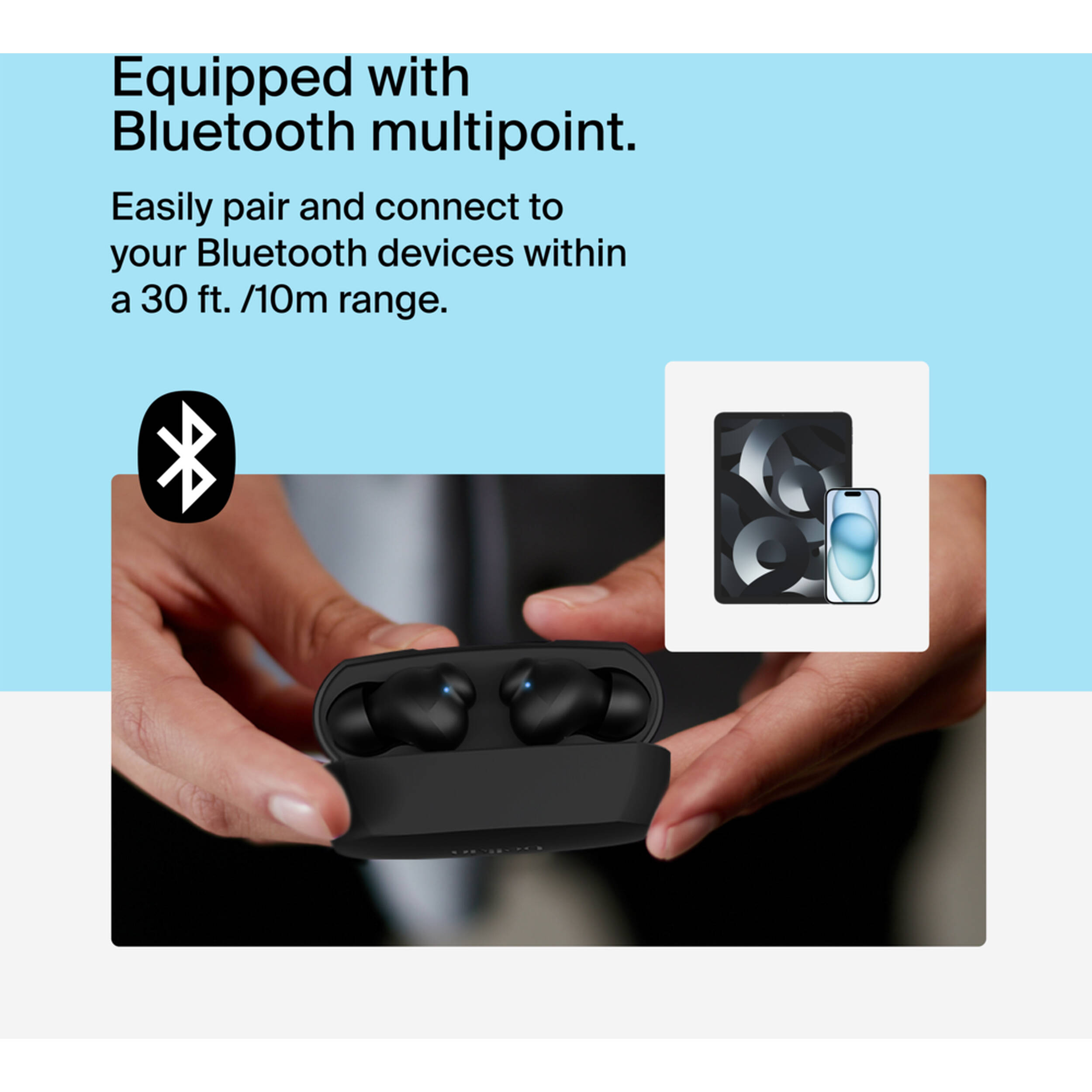 Belkin SoundForm Rhythm black true wireless stem earbuds — view 8