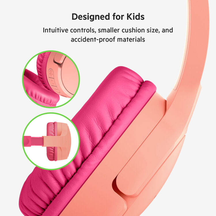 Belkin SOUNDFORM Kids pink on-ear wired headphones with built-in microphone — view 7