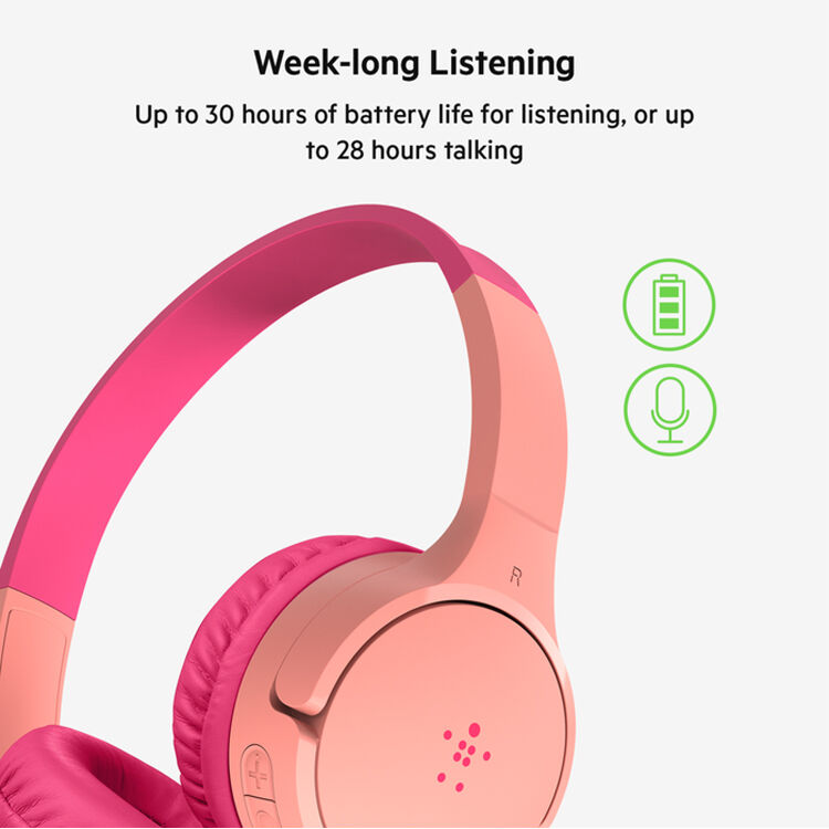 Belkin SOUNDFORM Kids pink on-ear wired headphones with built-in microphone — view 8