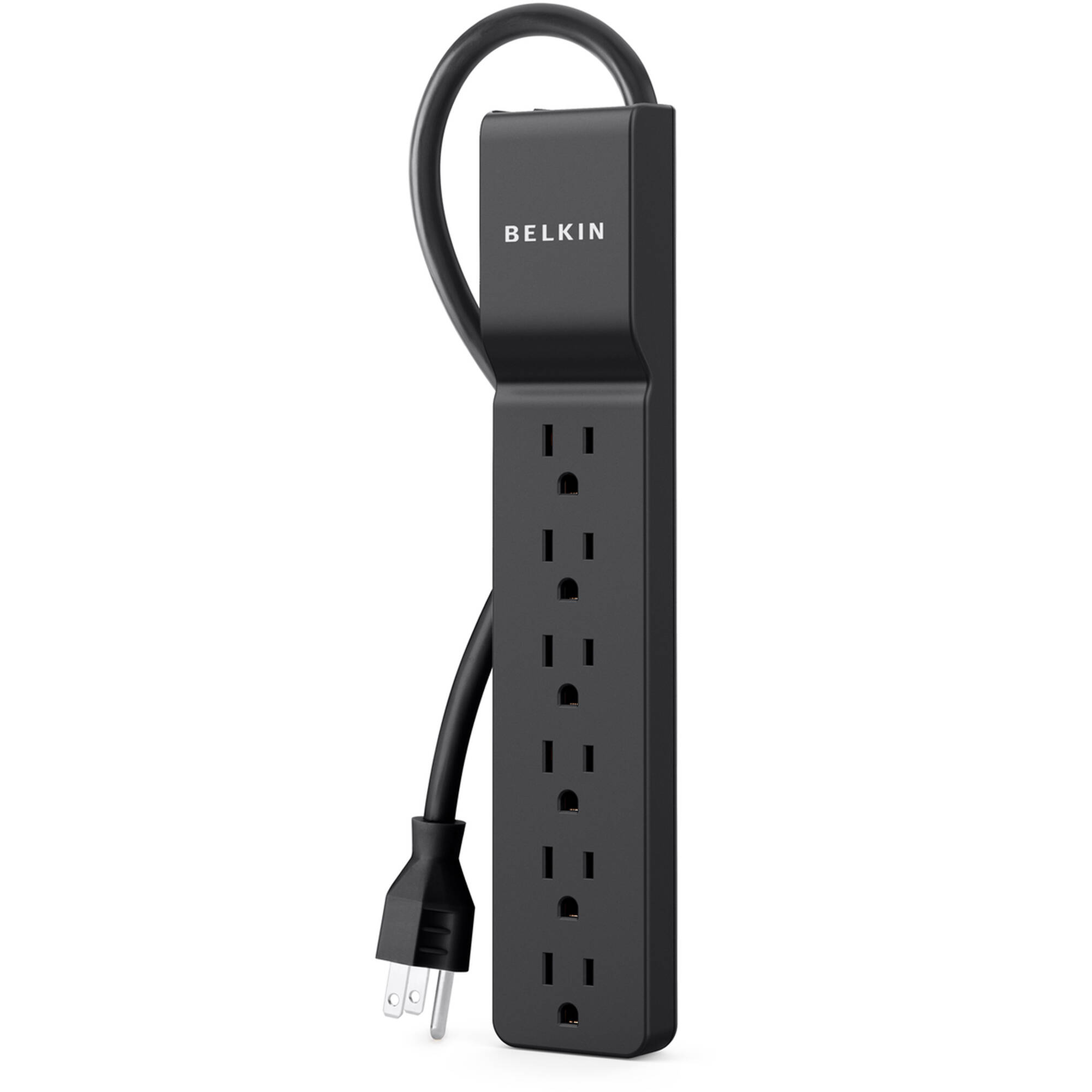 Belkin BE106000-04-BLK 6-outlet surge protector with 4 ft cord for compact home office setups — view 2