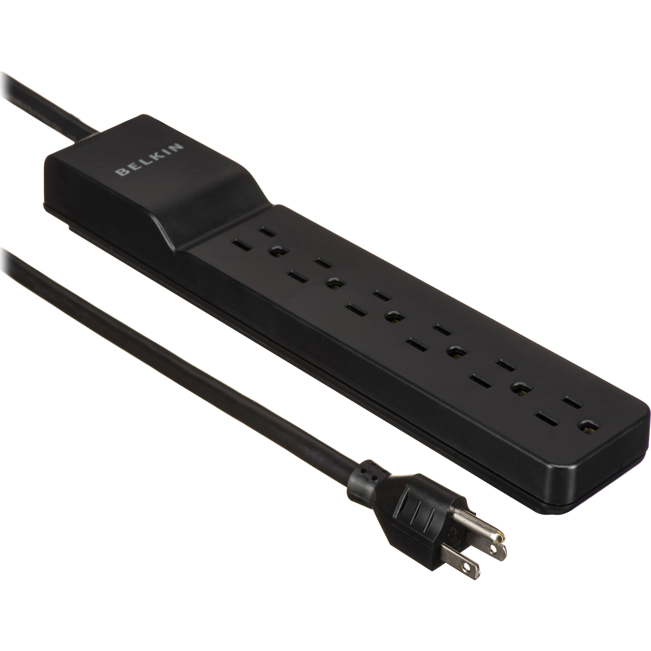 Belkin BE106000-04-BLK 6-outlet surge protector with 4 ft cord for compact home office setups — view 3