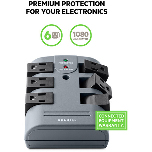 Belkin BP106000 6-outlet 1,080 J wall-mount surge protector for business equipment — view 4