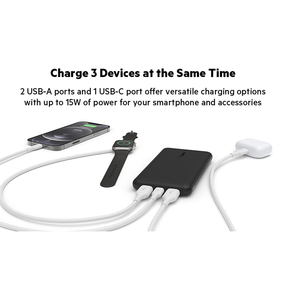 BELKIN MOBILE 10K POWER BANK USB-A AND C 15W BLACK 03-RETAIL BOX — view 8