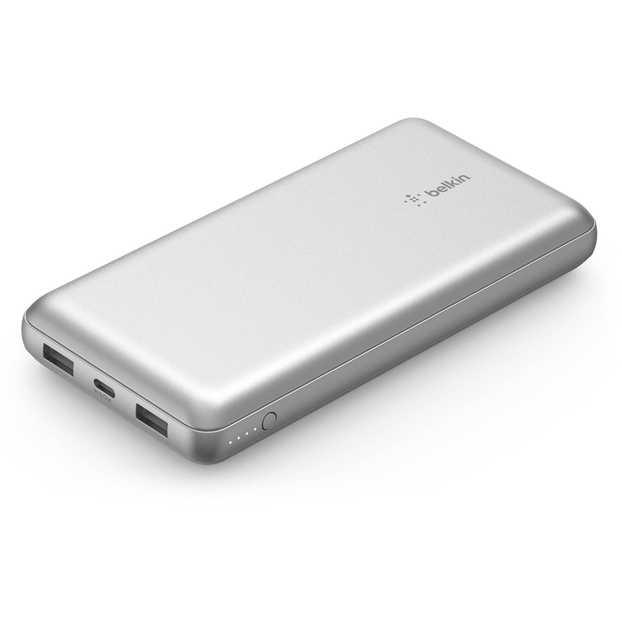 20K POWER BANK, USB-A & C 15W, SILVER — view 3