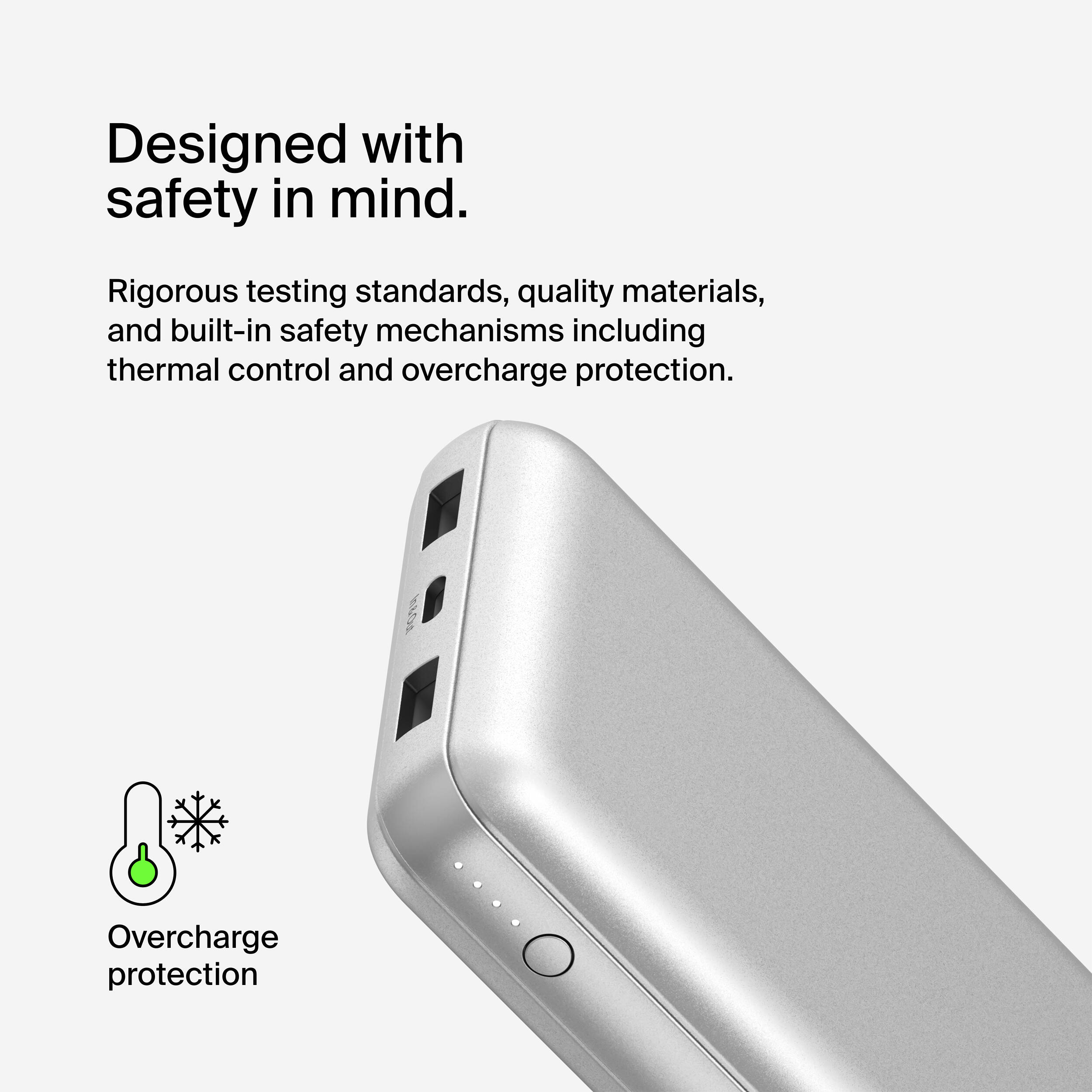 20K POWER BANK, USB-A & C 15W, SILVER — view 7