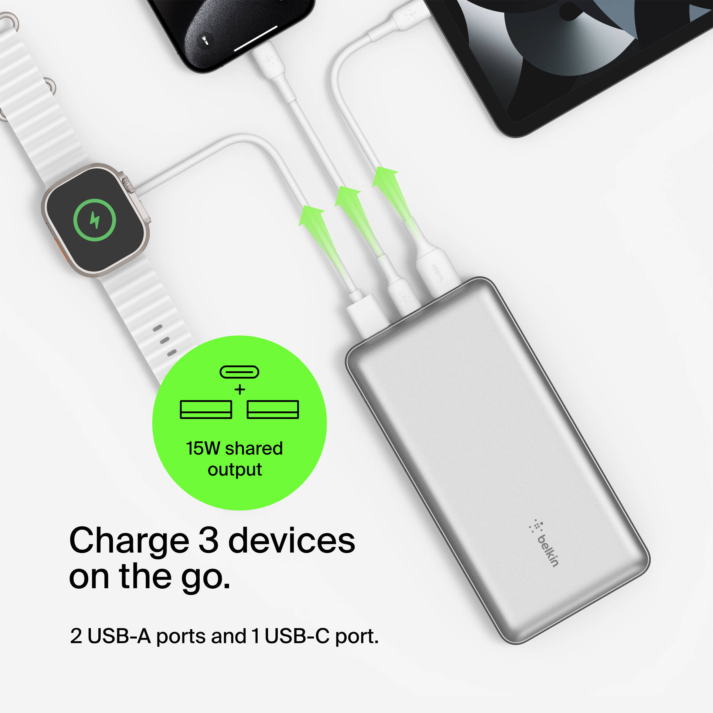 20K POWER BANK, USB-A & C 15W, SILVER — view 9