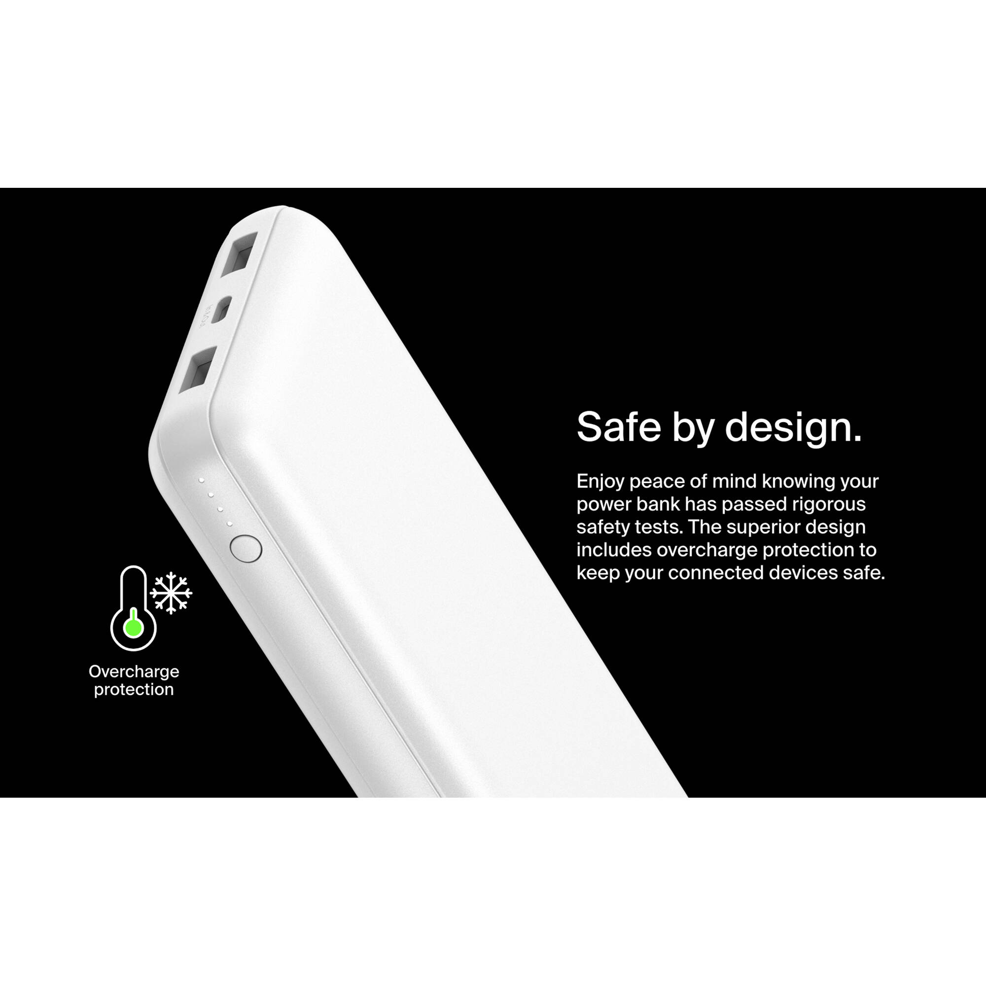 20K POWER BANK, USB-A & C 15W, WHITE — view 8