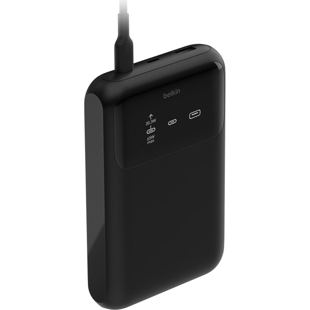 Belkin BOOSTCHARGE Pro 3-port laptop power bank 20K portable charger in black — view 2