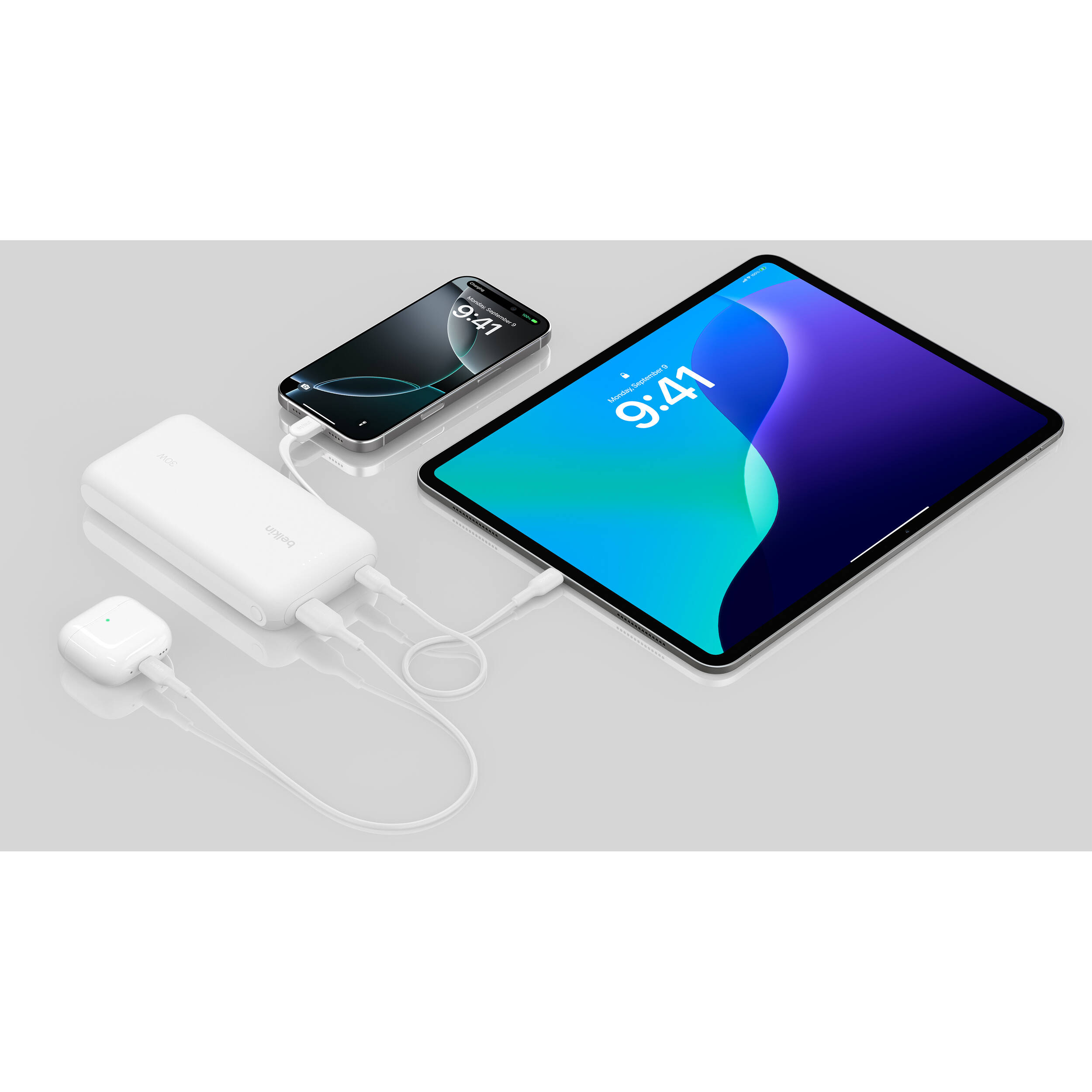 BELKIN MOBILE BOOSTCHARGE PWRBNK BOOSTCHARGE PWRBNK 20K W/INTEGRATED CBL WHT — view 4