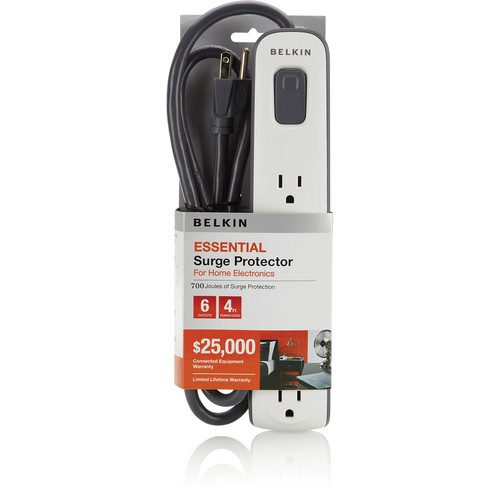 Belkin 6-outlet surge protector with 4 ft cord for home office electronics — view 2