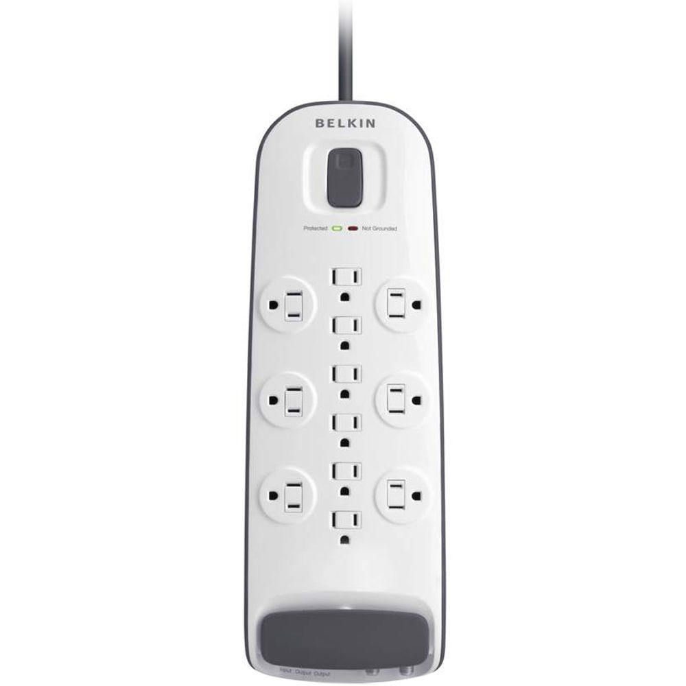 Belkin 12 outlet surge protector with 8 ft cord, coax protection, and phone line protection — view 2