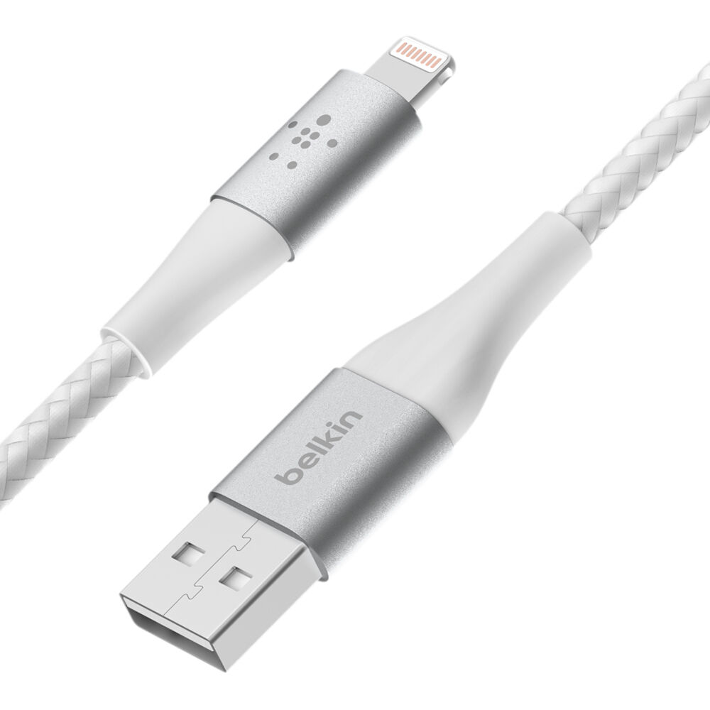 Belkin BOOST CHARGE braided USB-A to Lightning cable in white, 2 m length — view 2