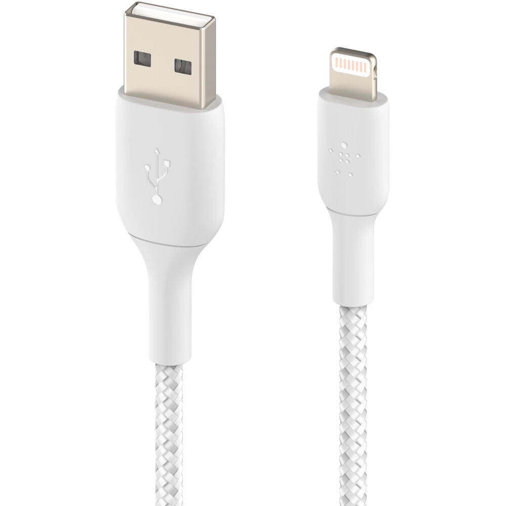 Belkin BOOST CHARGE braided USB-A to Lightning cable in white, 2 m length — view 6