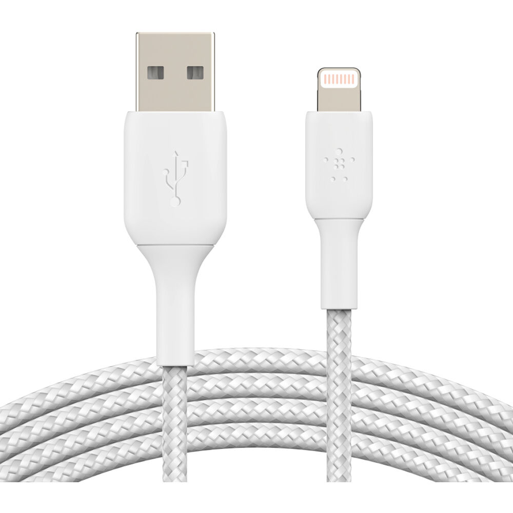 Belkin BOOST CHARGE braided USB-A to Lightning cable in white, 2 m length — view 7