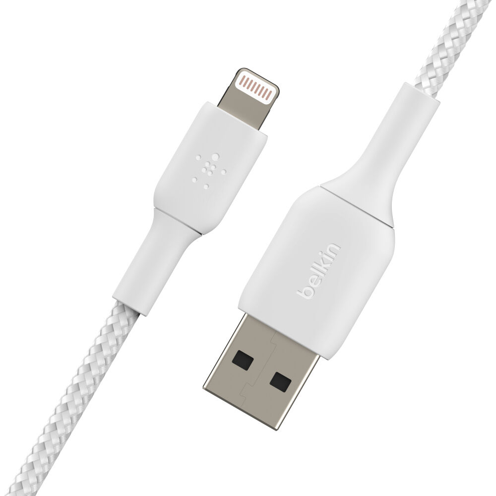Belkin BOOST CHARGE braided USB-A to Lightning cable in white, 2 m length — view 8