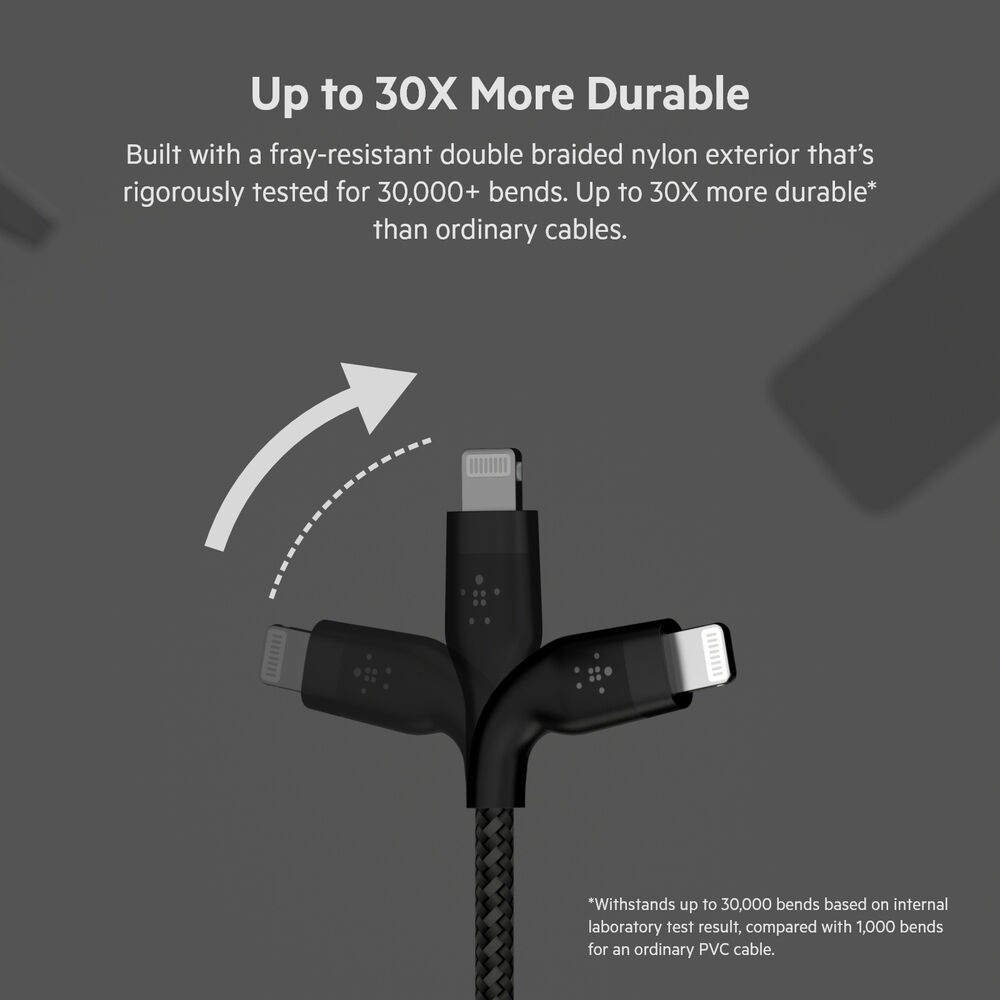 Belkin USB-A to Lightning braided black cable, 1 m — view 6