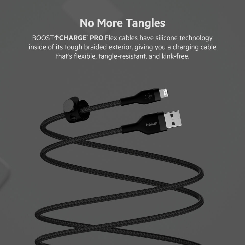 Belkin USB-A to Lightning braided black cable, 1 m — view 7